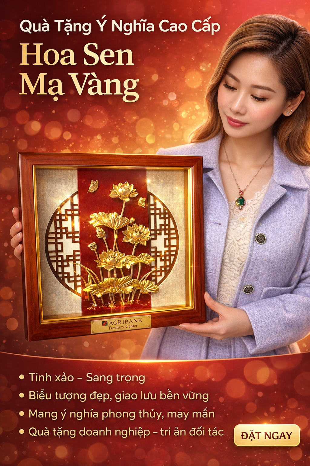 Tranh Hoa Sen Vàng 24K Nền Đen 30x30Cm