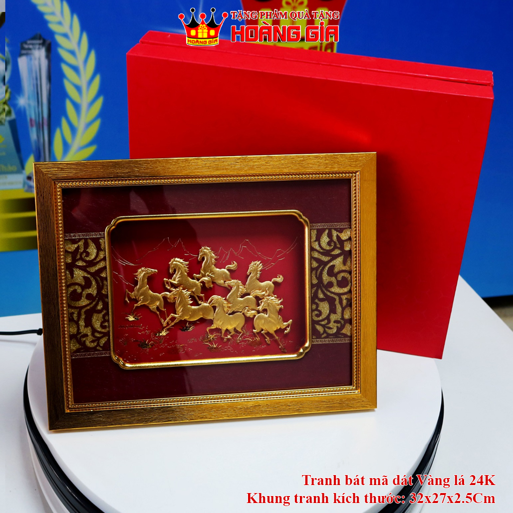 Tranh Bát Mã Dát Vàng 32x27Cm QTV 19