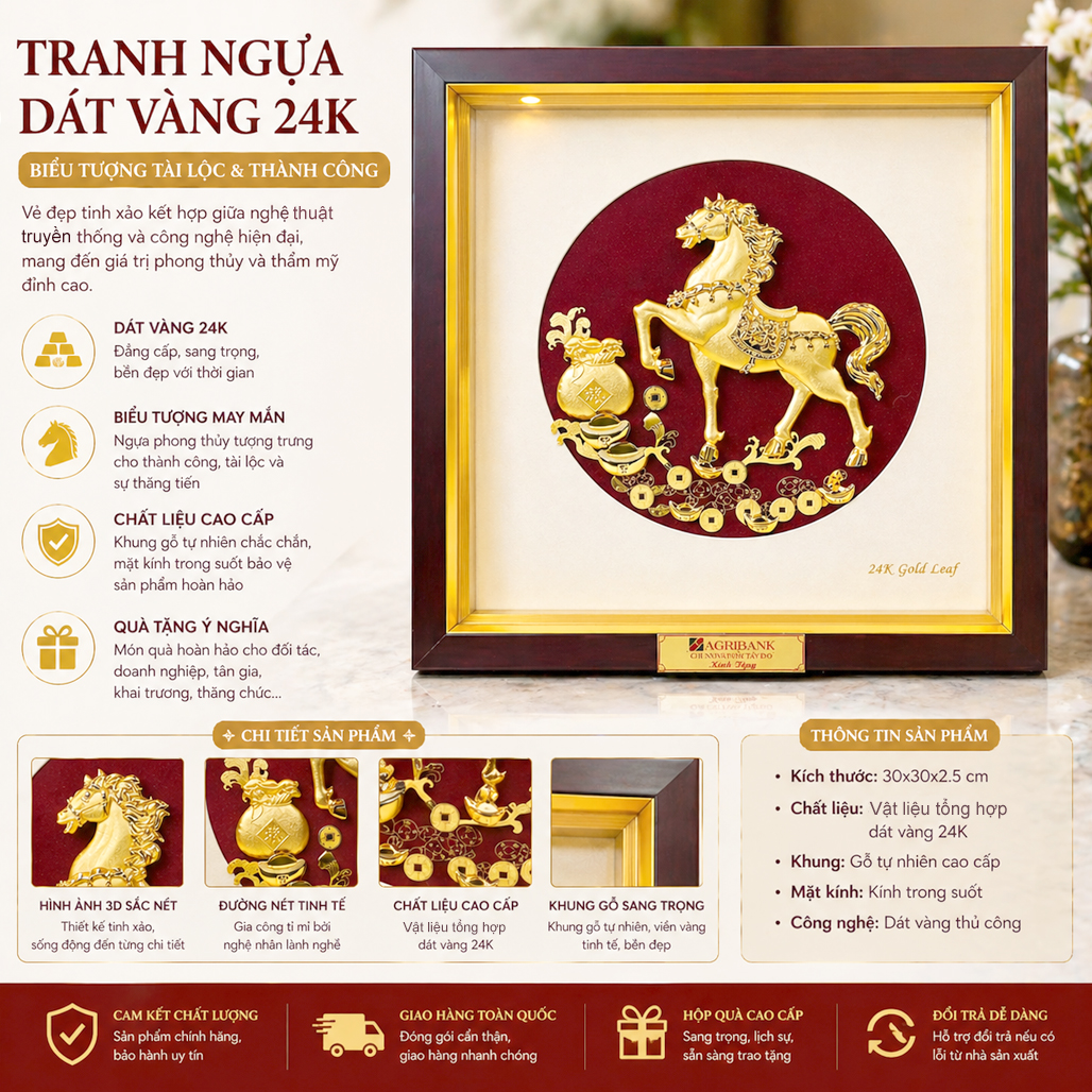 Tranh Ngự Dát Vàng 30x30Cm QTV 20
