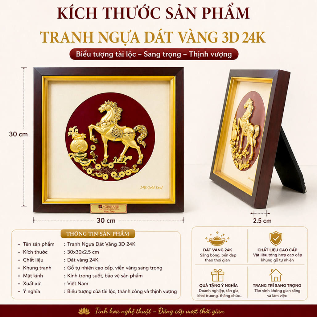 Tranh Ngự Dát Vàng 30x30Cm QTV 20