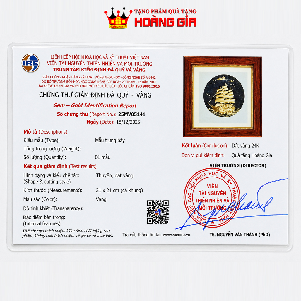 Tranh Thuận Buồm Xuôi Gió Dát Vàng 24K QTV18