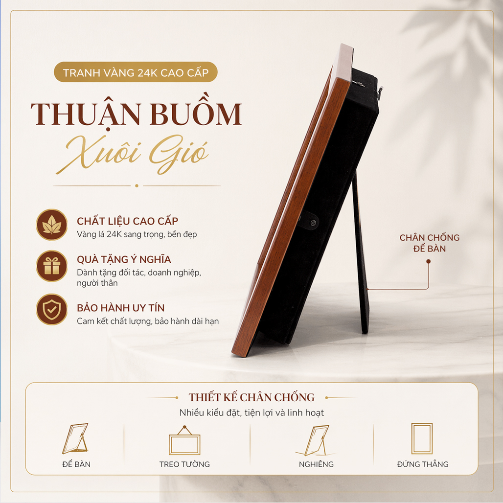 Tranh Thuận Buồm Xuôi Gió Dát Vàng 24K QTV18