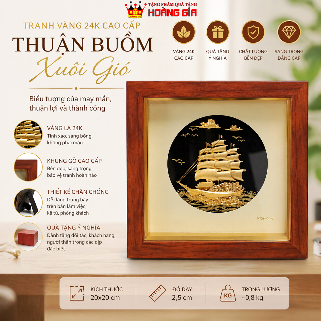Tranh Thuận Buồm Xuôi Gió Dát Vàng 24K QTV18