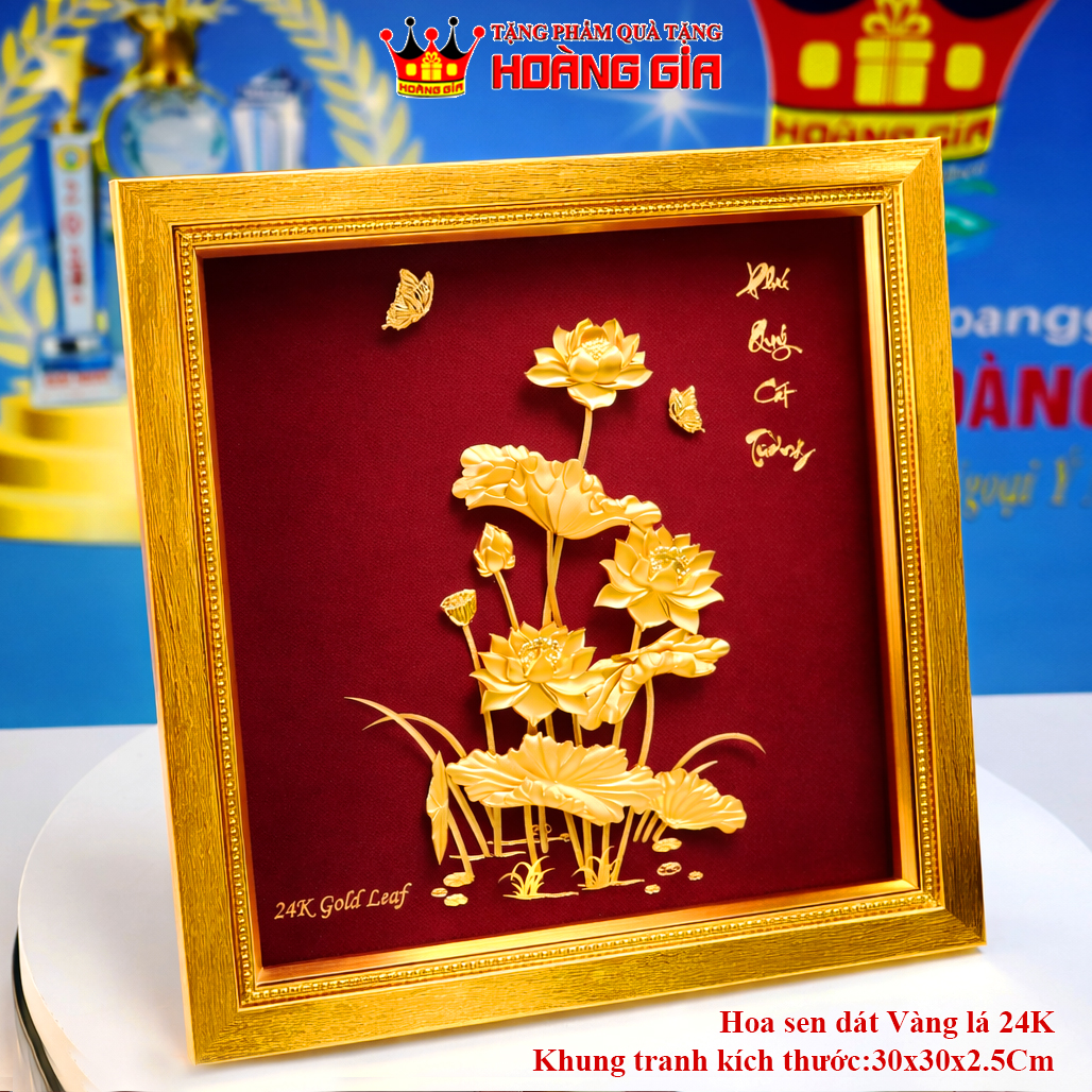 Tranh phú quý cát tường dát vàng 24K QTV 14