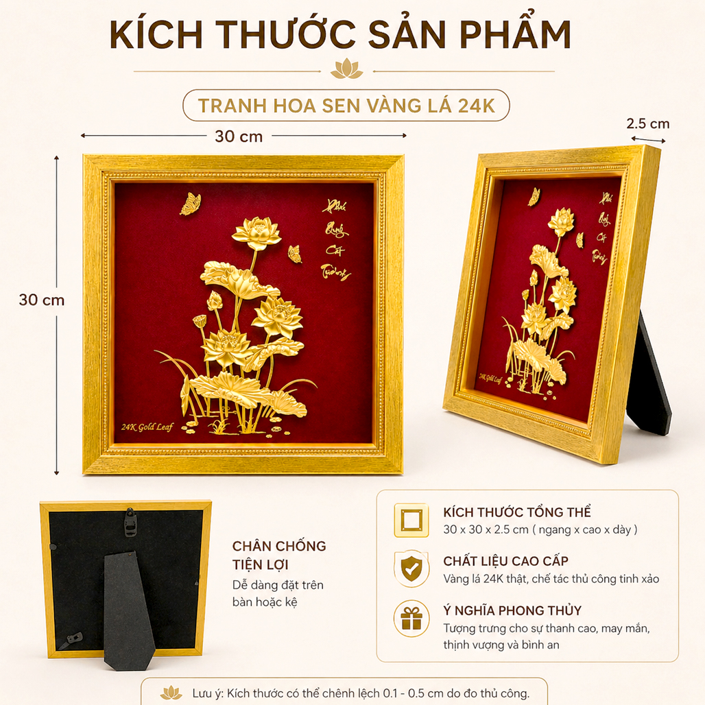 Tranh phú quý cát tường dát vàng 24K QTV 14