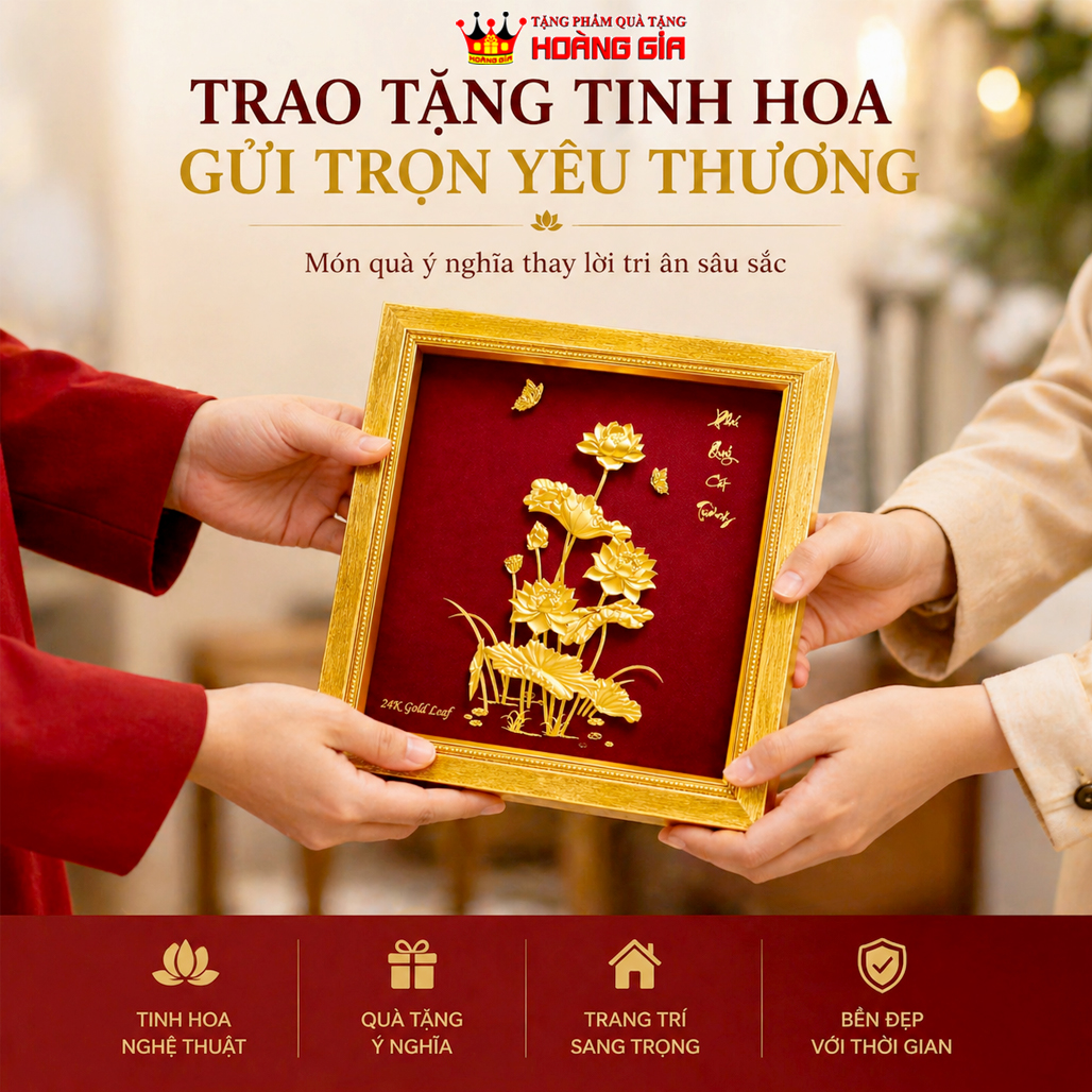 Tranh phú quý cát tường dát vàng 24K QTV 14