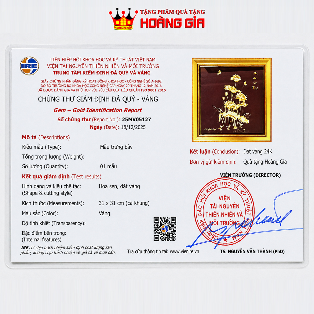 Tranh phú quý cát tường dát vàng 24K QTV 14
