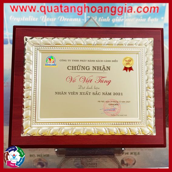 Xưởng Làm Bảng Vinh Danh,  Bằng Chứng Nhận Gỗ Đồng BVD75A