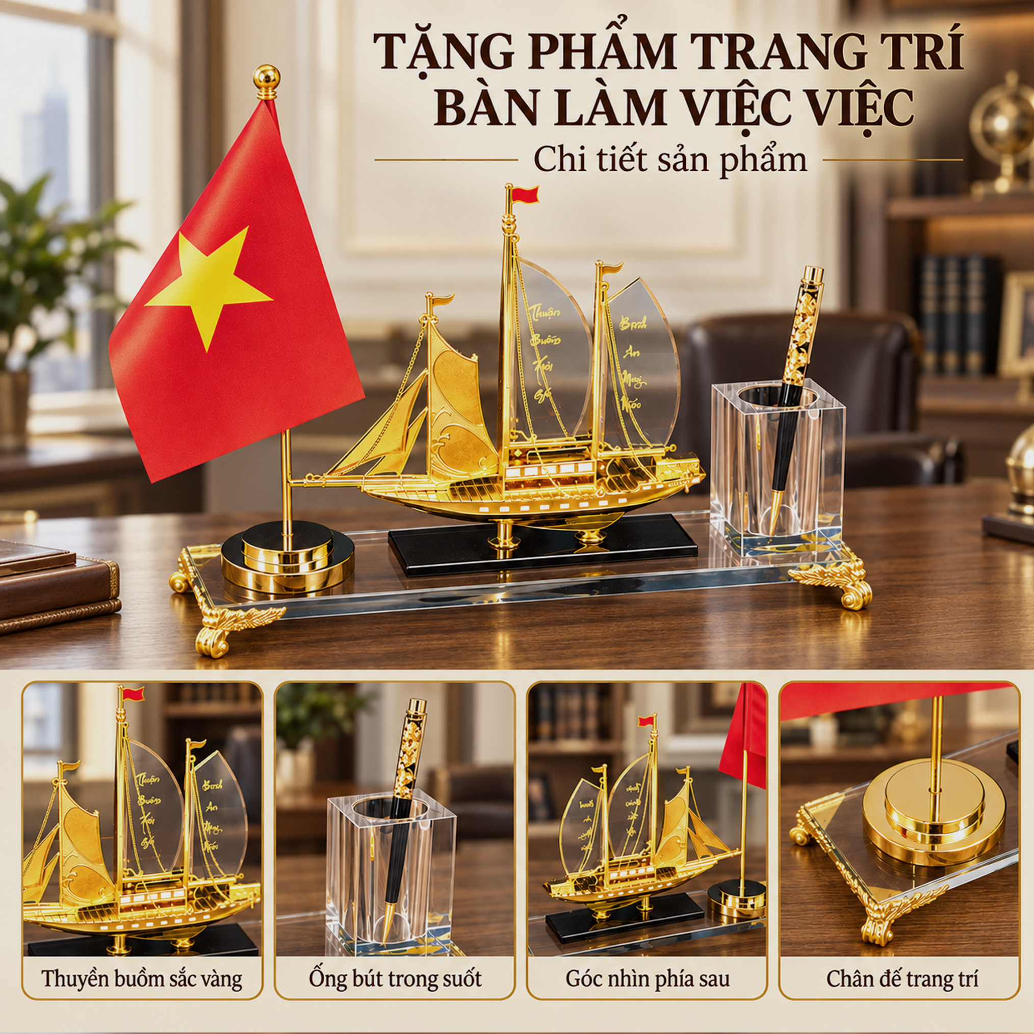 Tặng Phẩm Trang Trí Bàn Làm Việc Cắm Bút Pha Lê Thuyền Buồm Cờ Tổ Quốc.jpg