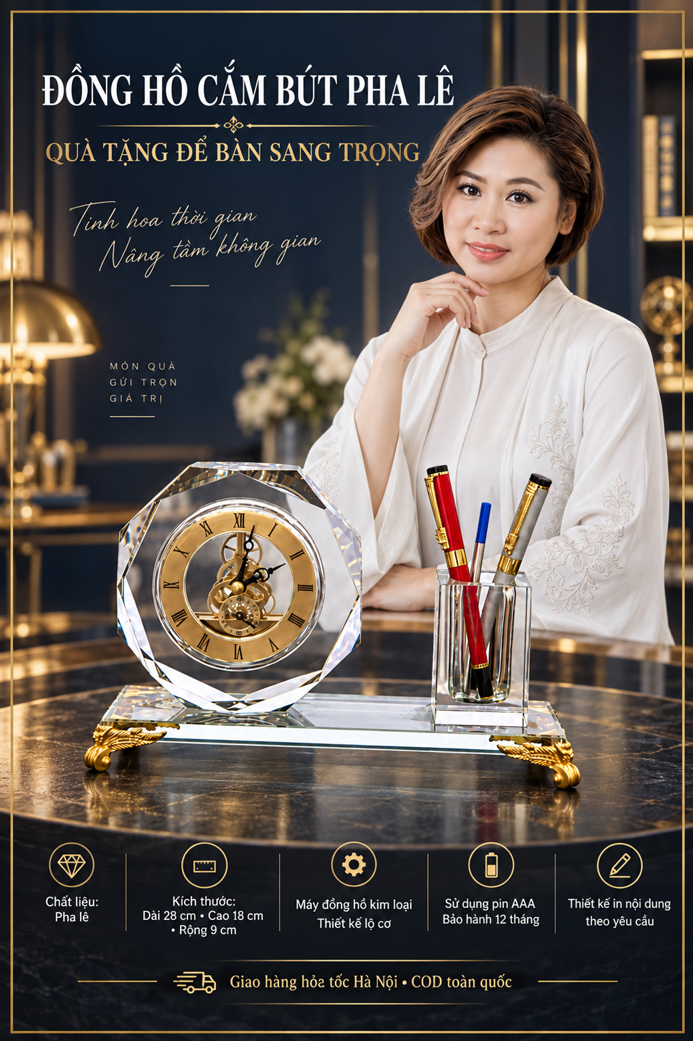 ĐỒNG HỒ ĐỂ BÀN CẮM BÚT PHA LÊ BÁT GIÁC LỘ CƠ QUÀ TẶNG SANG TRỌNG.jpg
