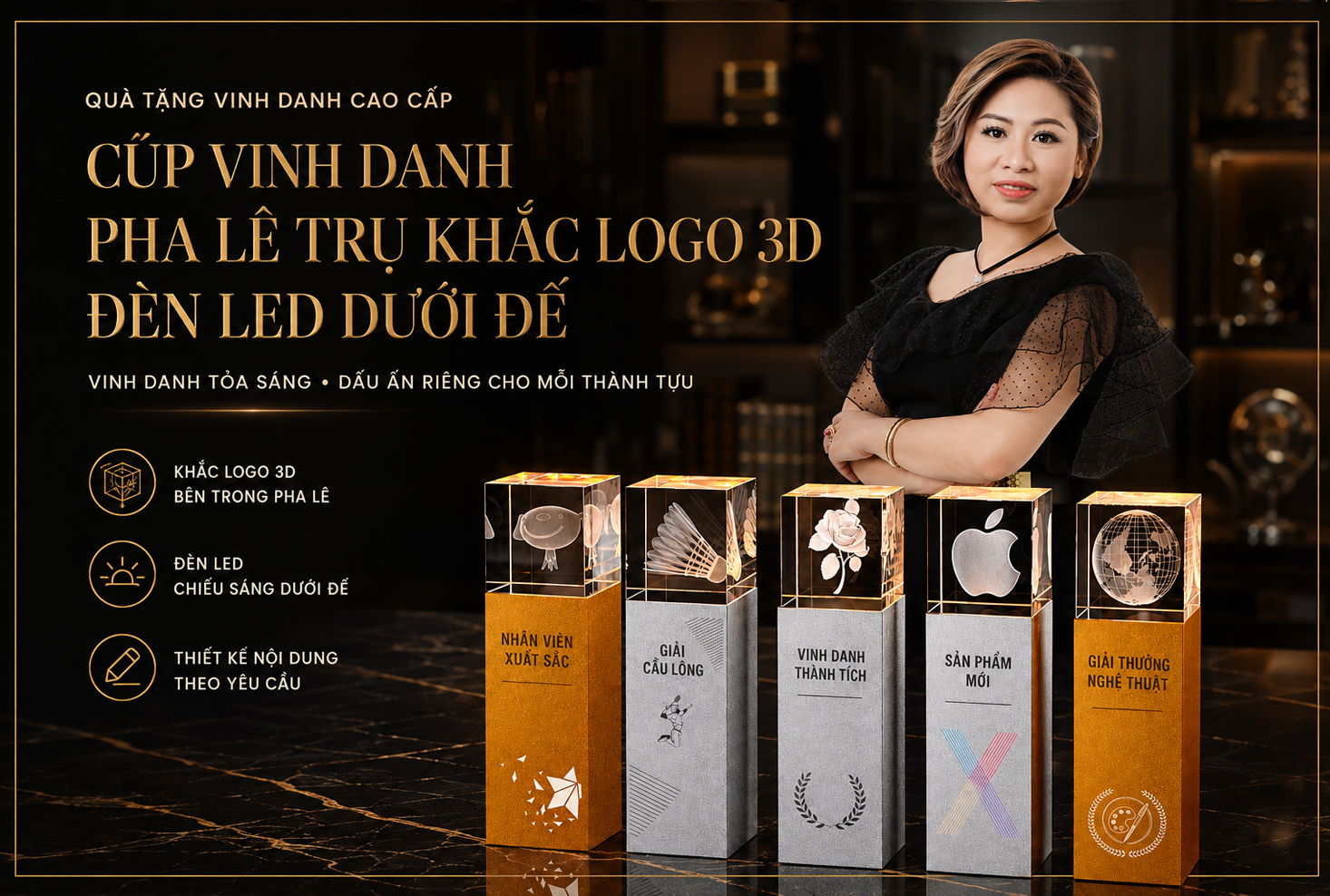 Cúp pha lê trụ khắc 3D tích hợp đèn LED mẫu cúp vinh danh cao cấp dành cho các chương trình khen thưởng doanh nghiệp Banner.jpg