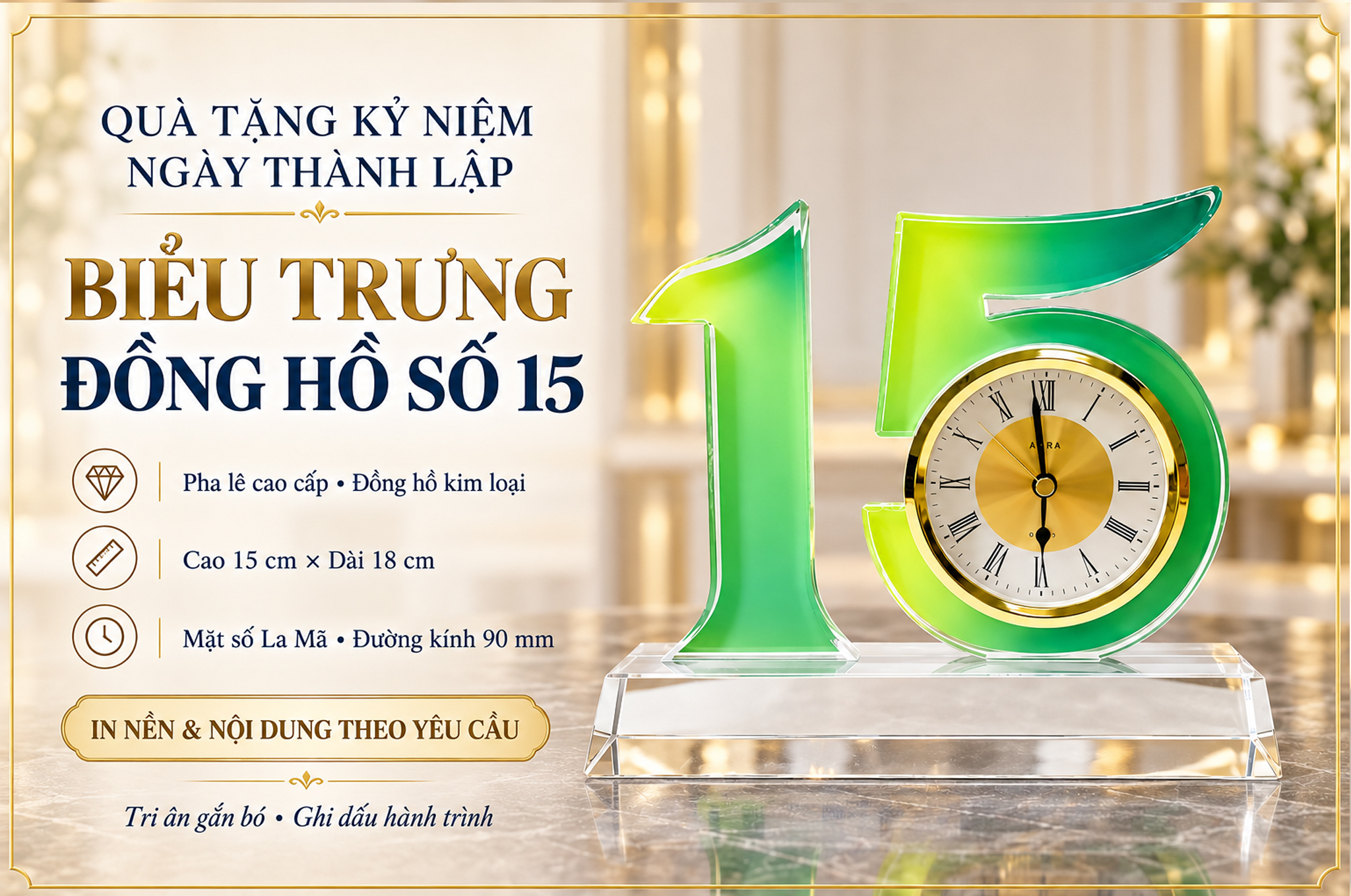 Biểu trưng pha lê số 15 kết hợp đồng hồ để bàn Quà Tặng Kỷ Niệm Ngày Thành Lập Banner.jpg