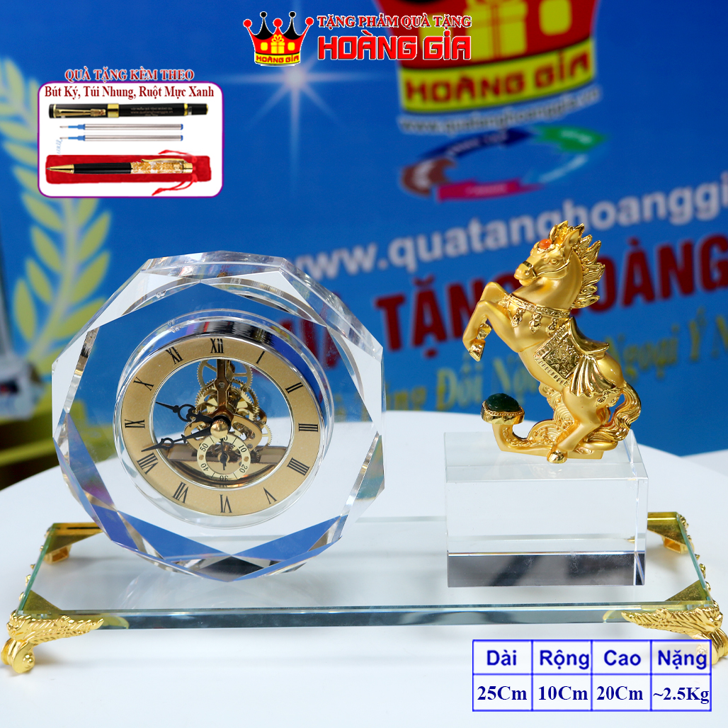 Đồng Hồ Pha Lê Ngựa Như Ý - Quà Tặng Sếp