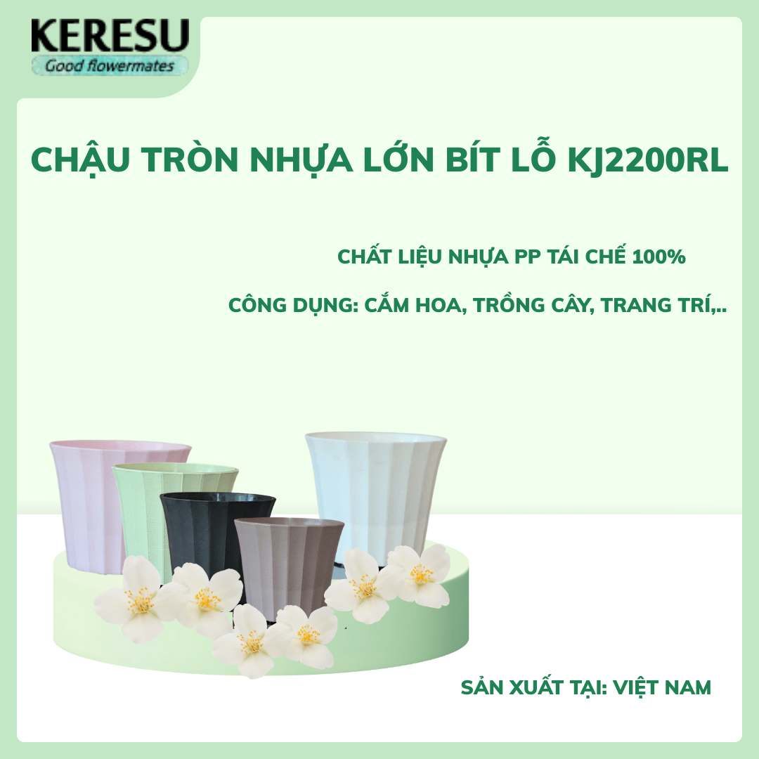 Chậu Nhựa Tròn Lớn Bít lỗ KJ2200RL