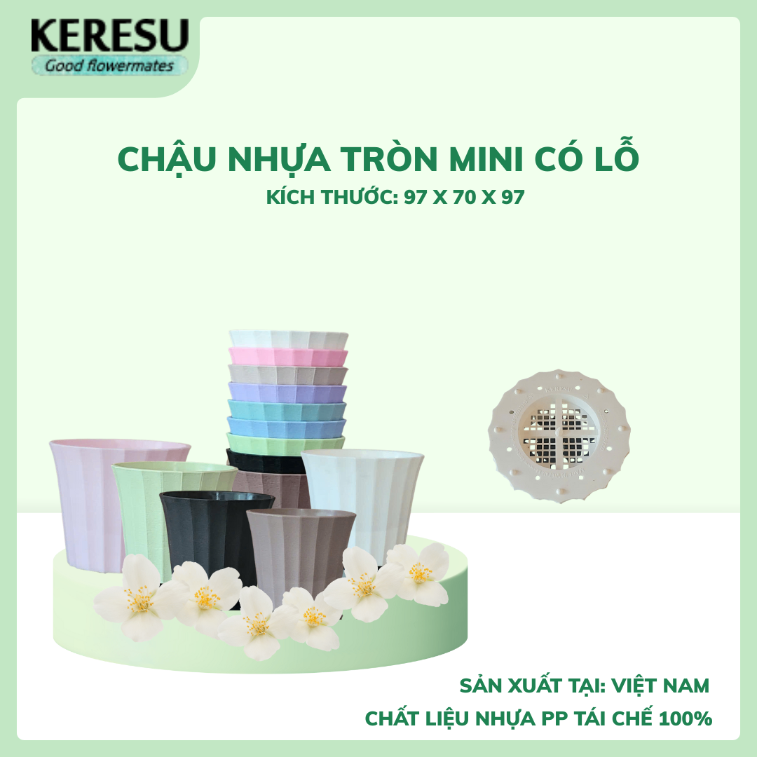 Chậu Nhựa Tròn mini Có lỗ KJ400RS