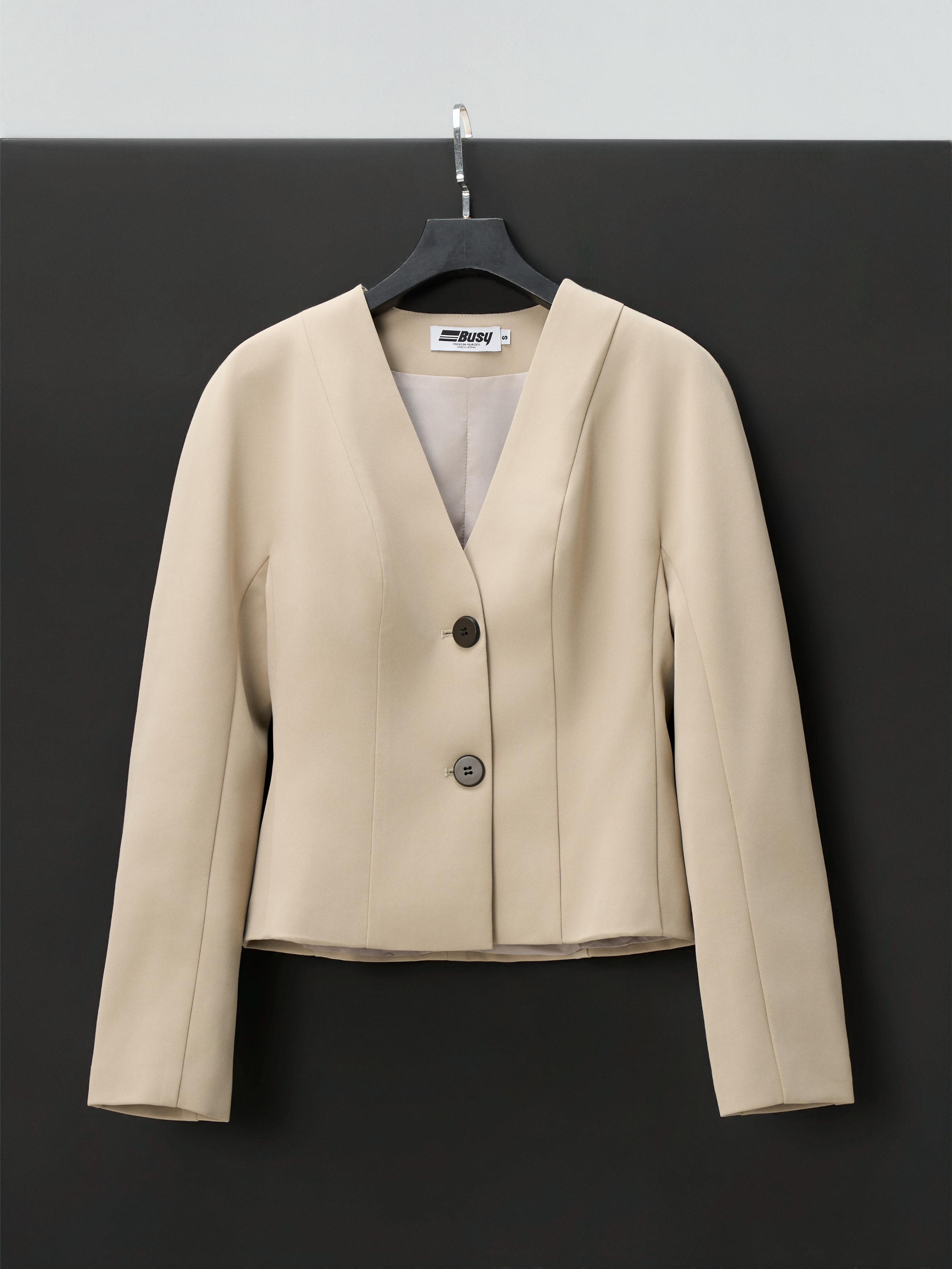Áo Blazer Nữ BUSY Dáng Ngắn Chiết Eo Tôn Dáng - BLZN