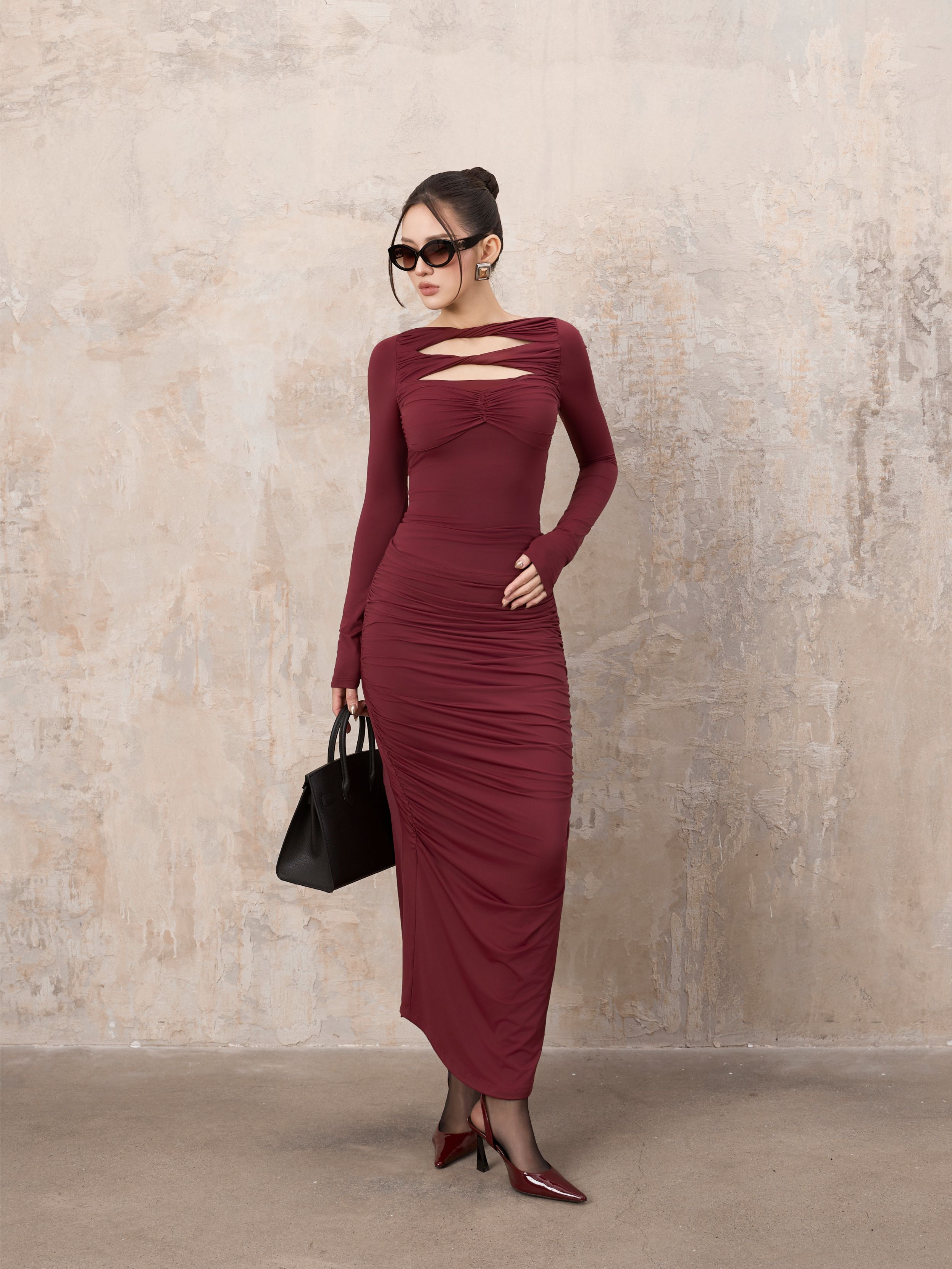 Áo Dài Tay Xếp Nhún