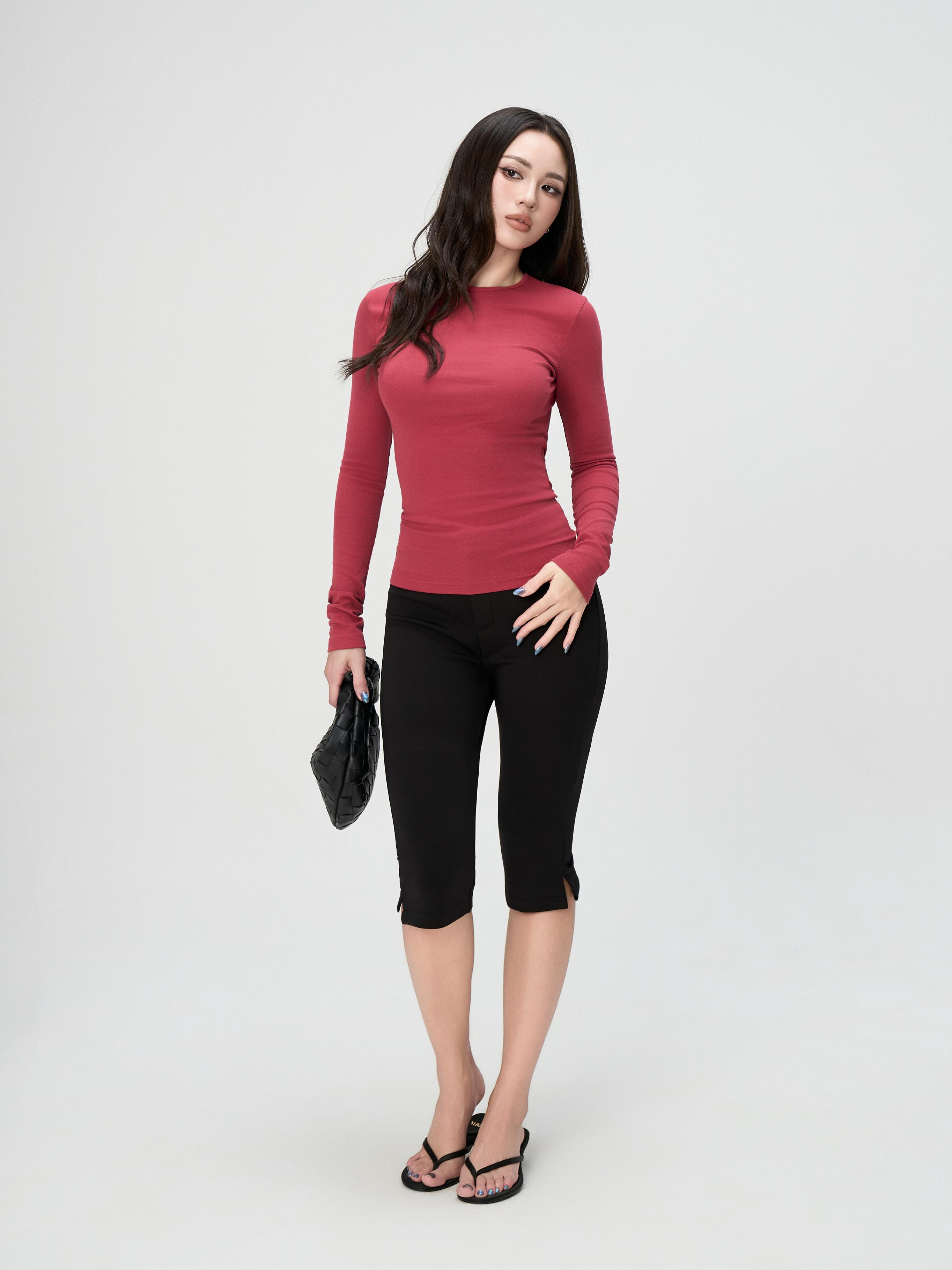 Áo Thun Dài Tay Nữ BUSY Cổ Tròn Sát Ôm Dáng - DT7T-2