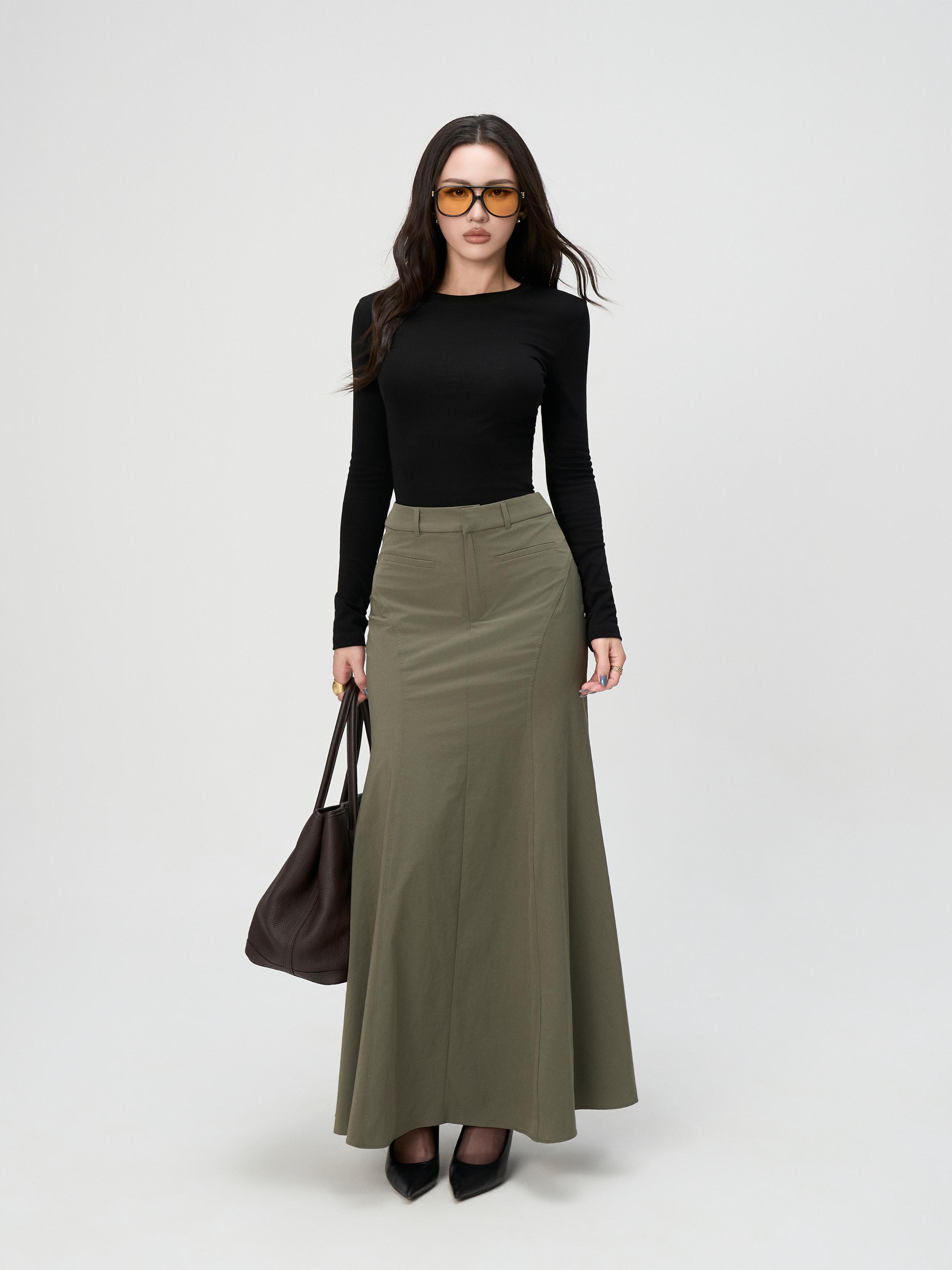 Chân Váy Maxi Đuôi Cá Nữ BUSY Cạp Ngang Rốn Vải Gió Cao Cấp - CVĐC3