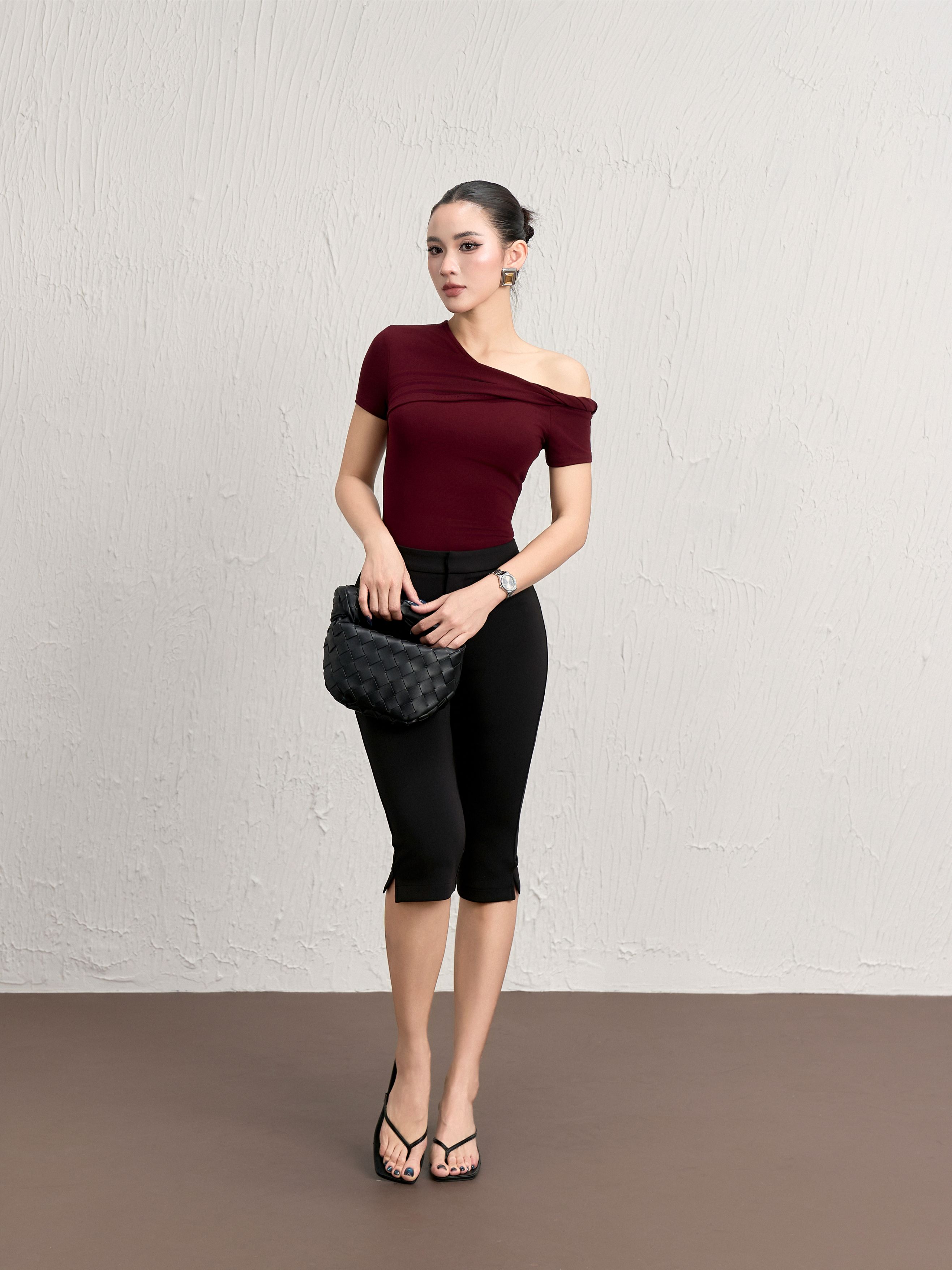 Áo Ngắn Tay Xoắn Lệch Vai - NT65T