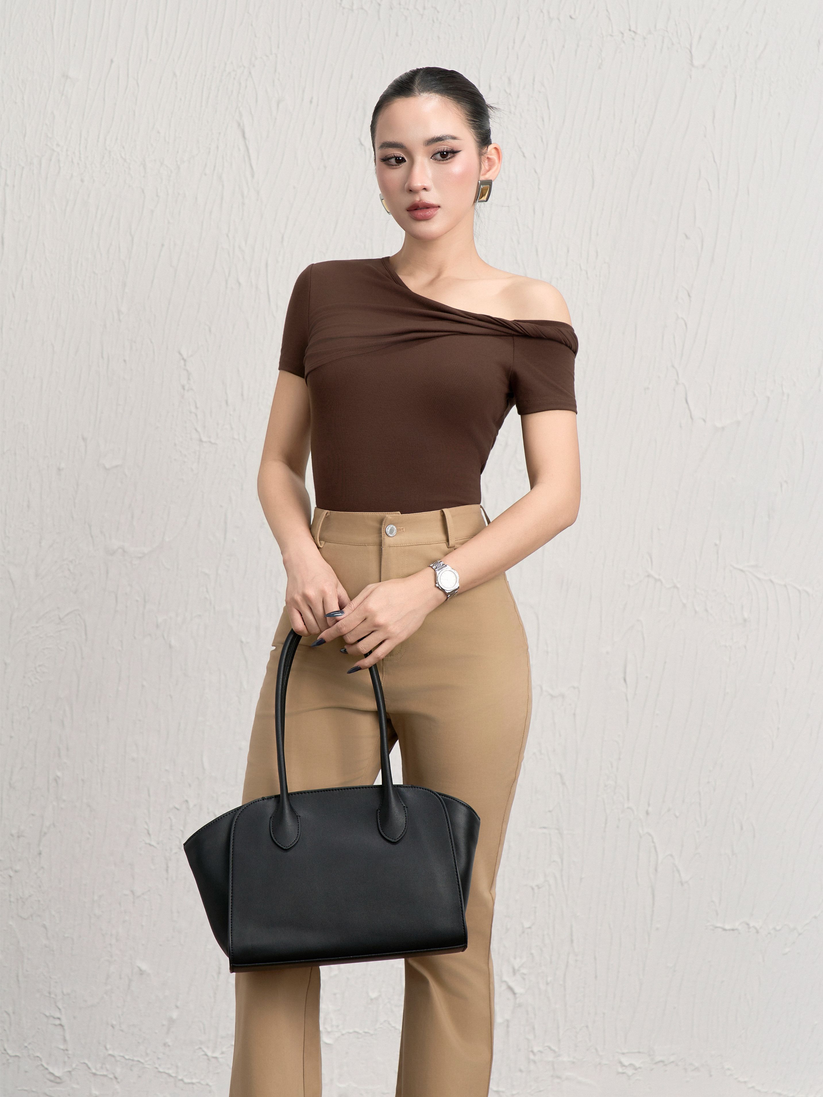 Áo Ngắn Tay Xoắn Lệch Vai - NT65T