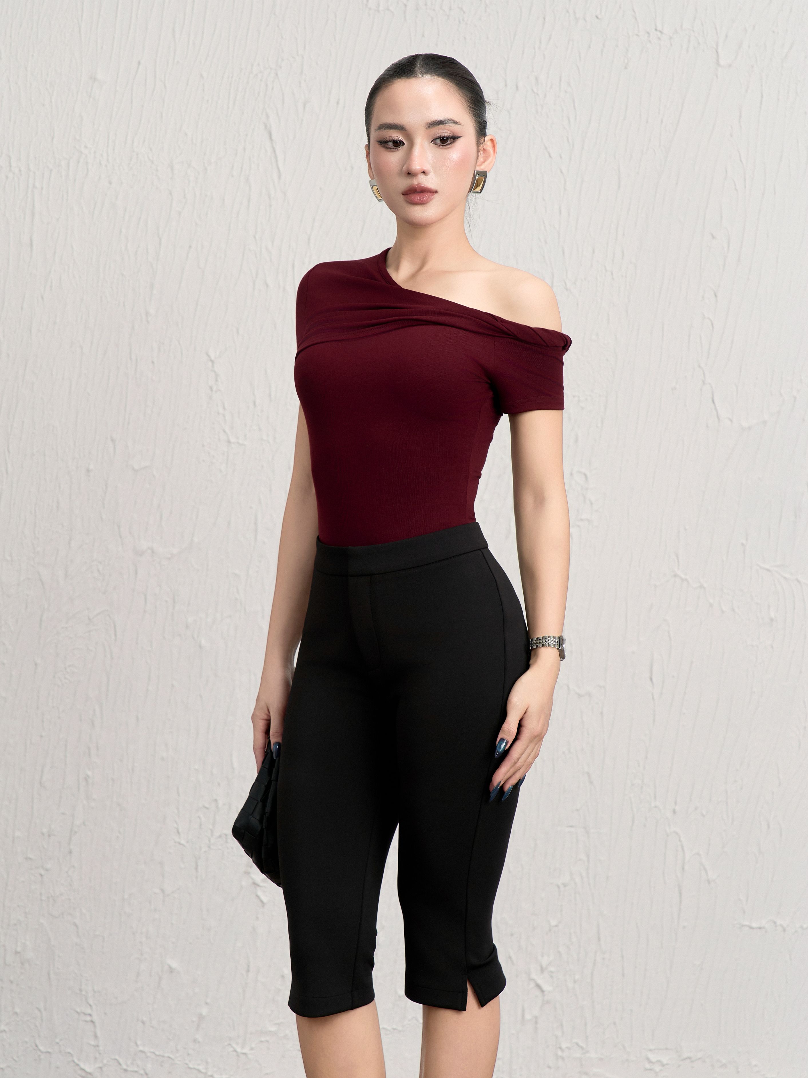 Áo Ngắn Tay Xoắn Lệch Vai - NT65T