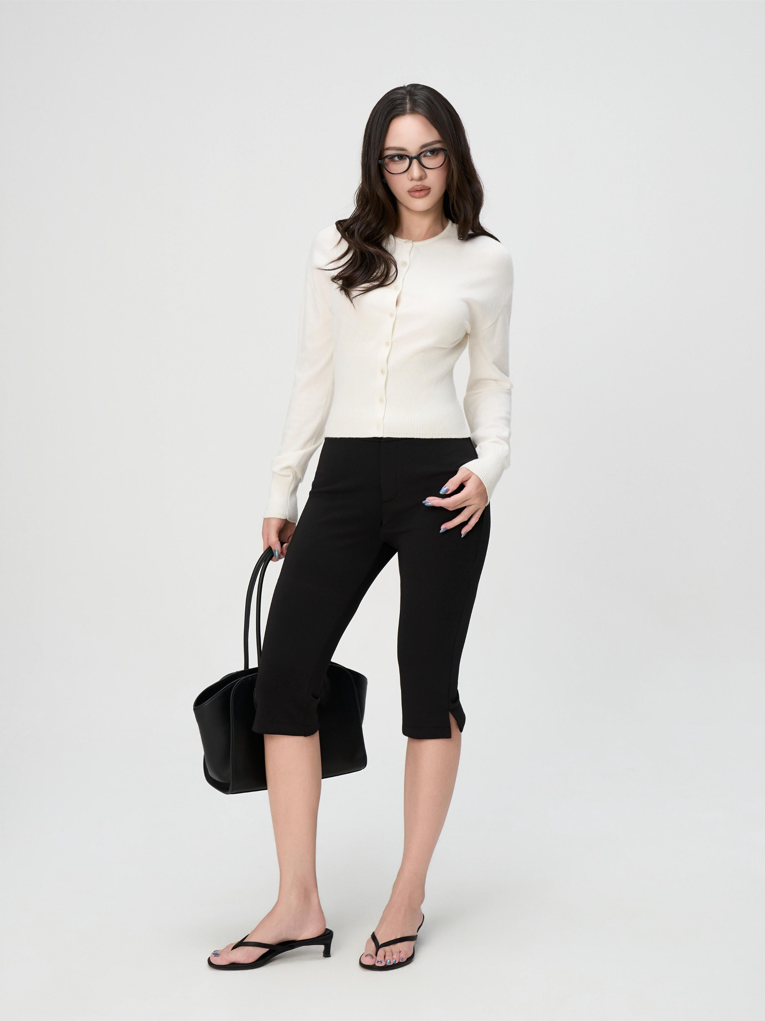 Quần Capri Nữ BUSY Xẻ Gấu Chất Thun Co Giãn - QCR3