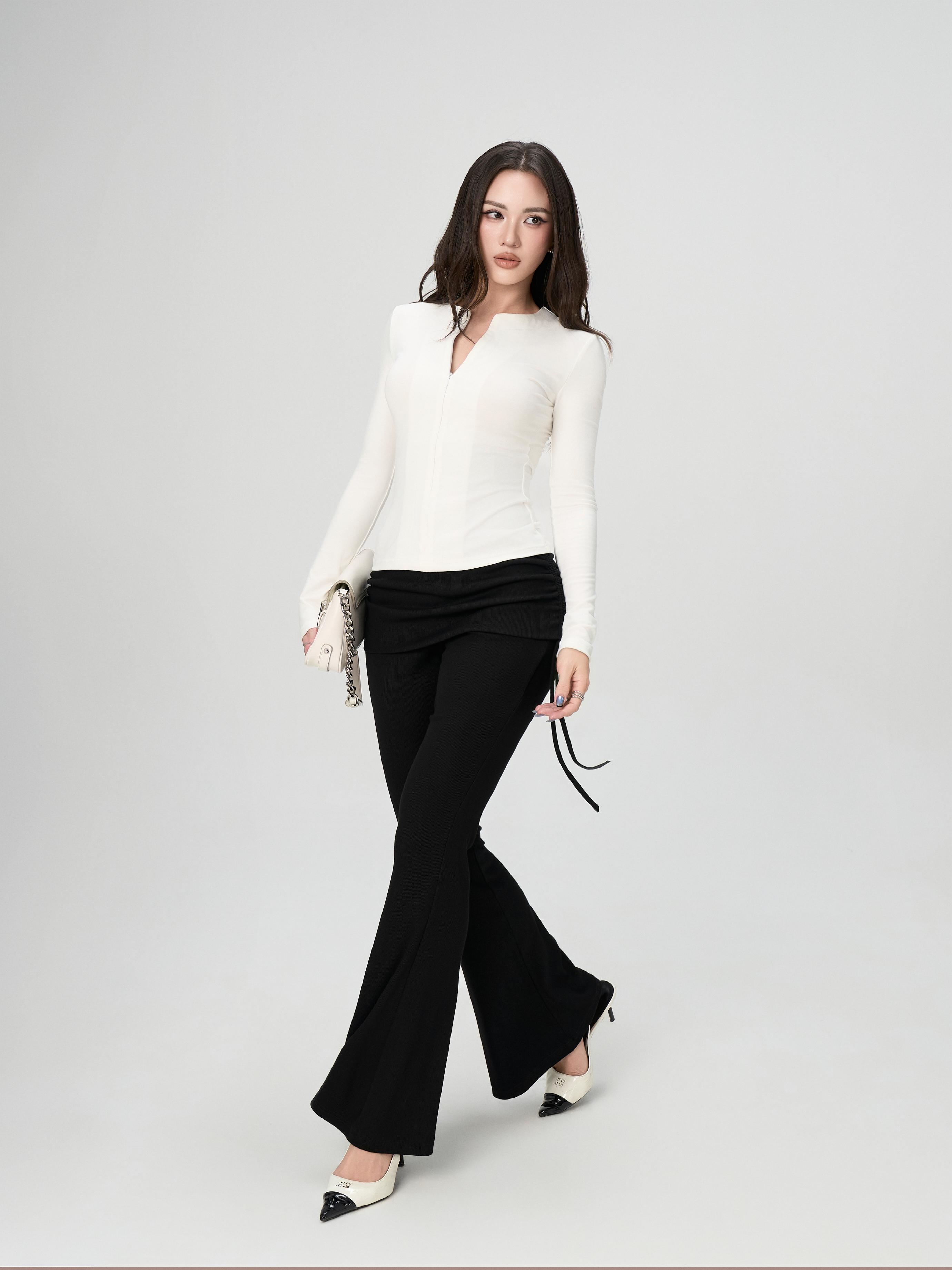 Quần Ống Vẩy Nữ BUSY Cạp Nhún Thun Tăm Rayon - QOV