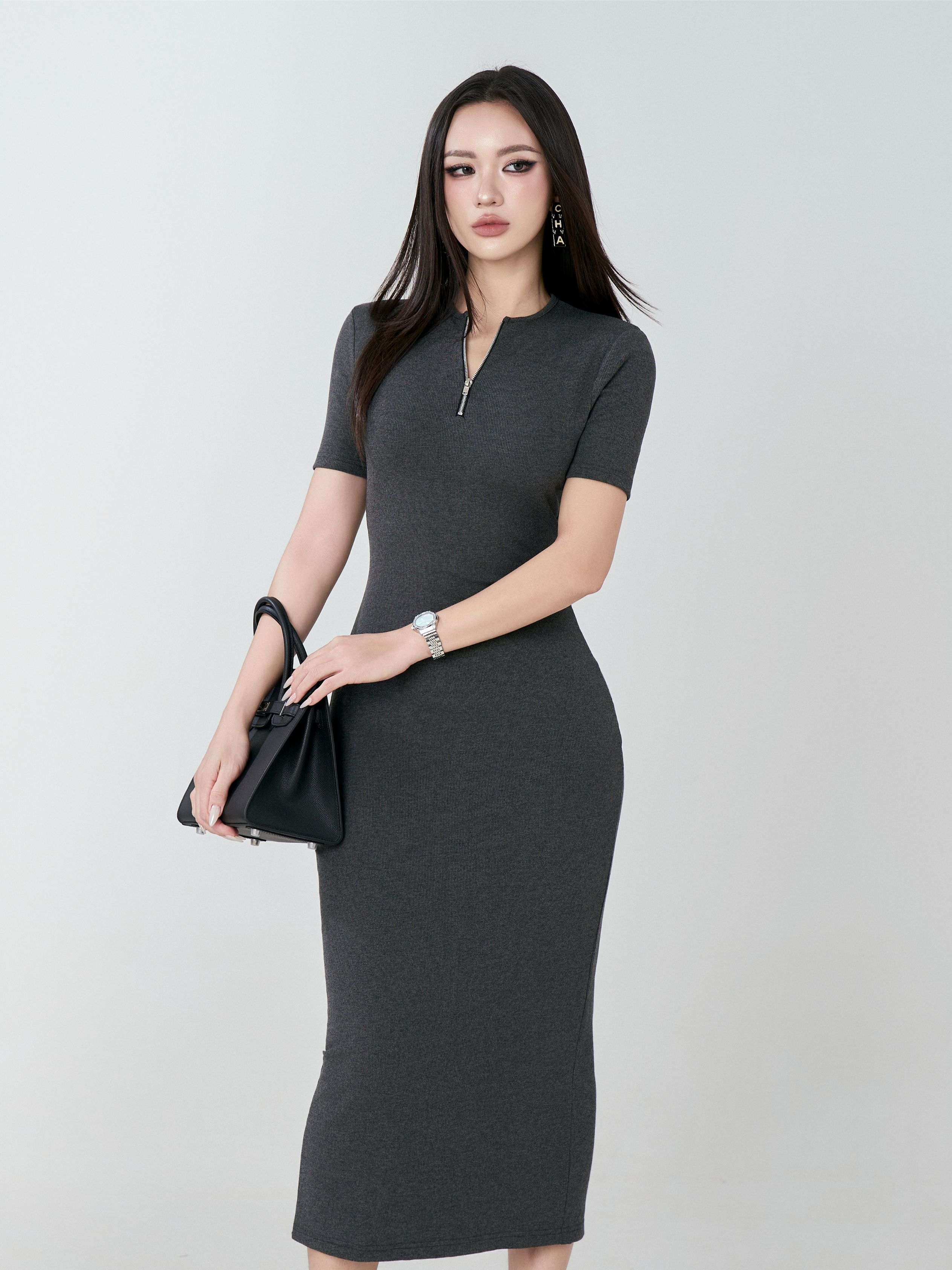 Váy Ngắn Tay Cổ Khoá - VNT31