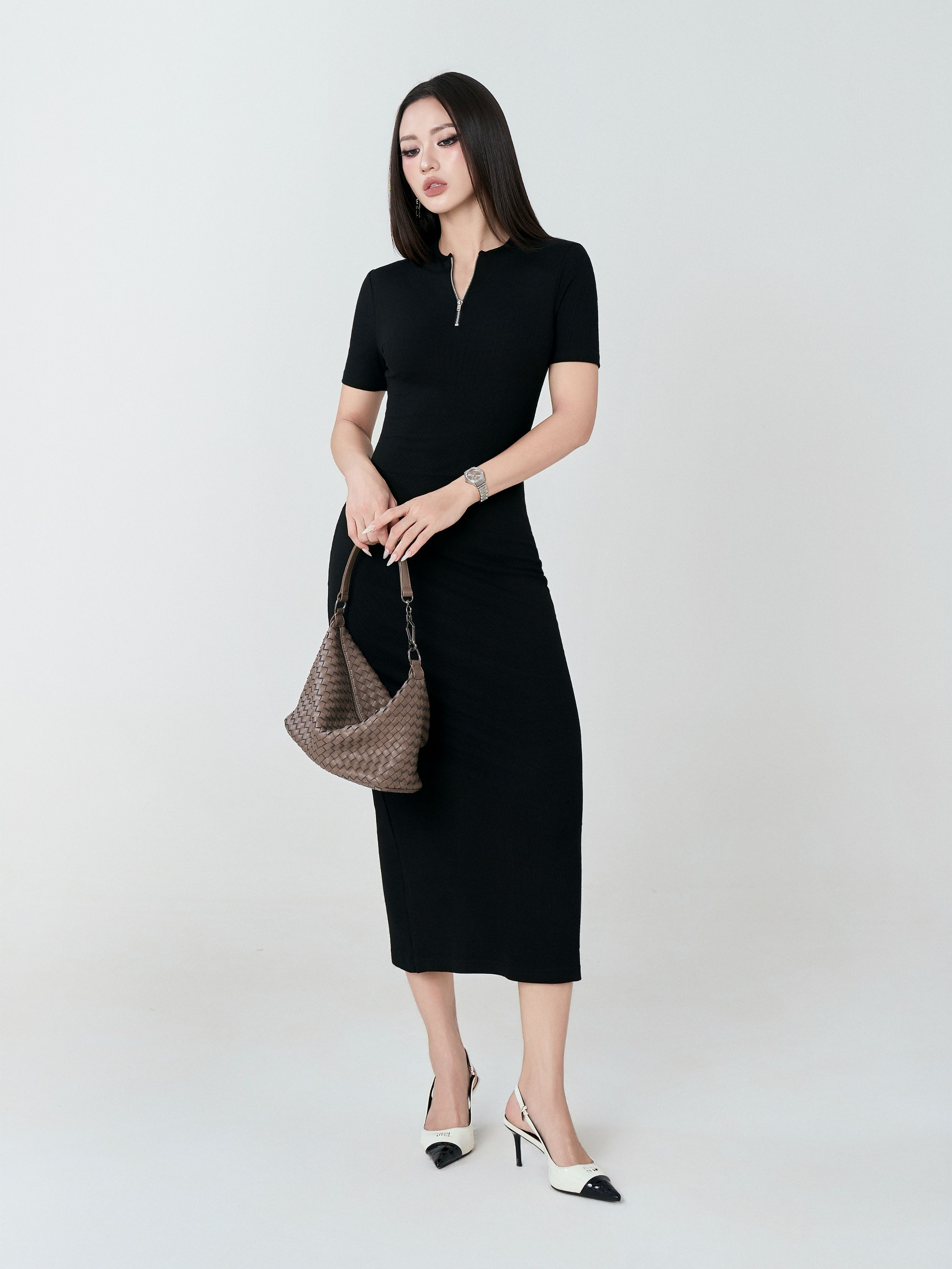 Váy Ngắn Tay Cổ Khoá - VNT31