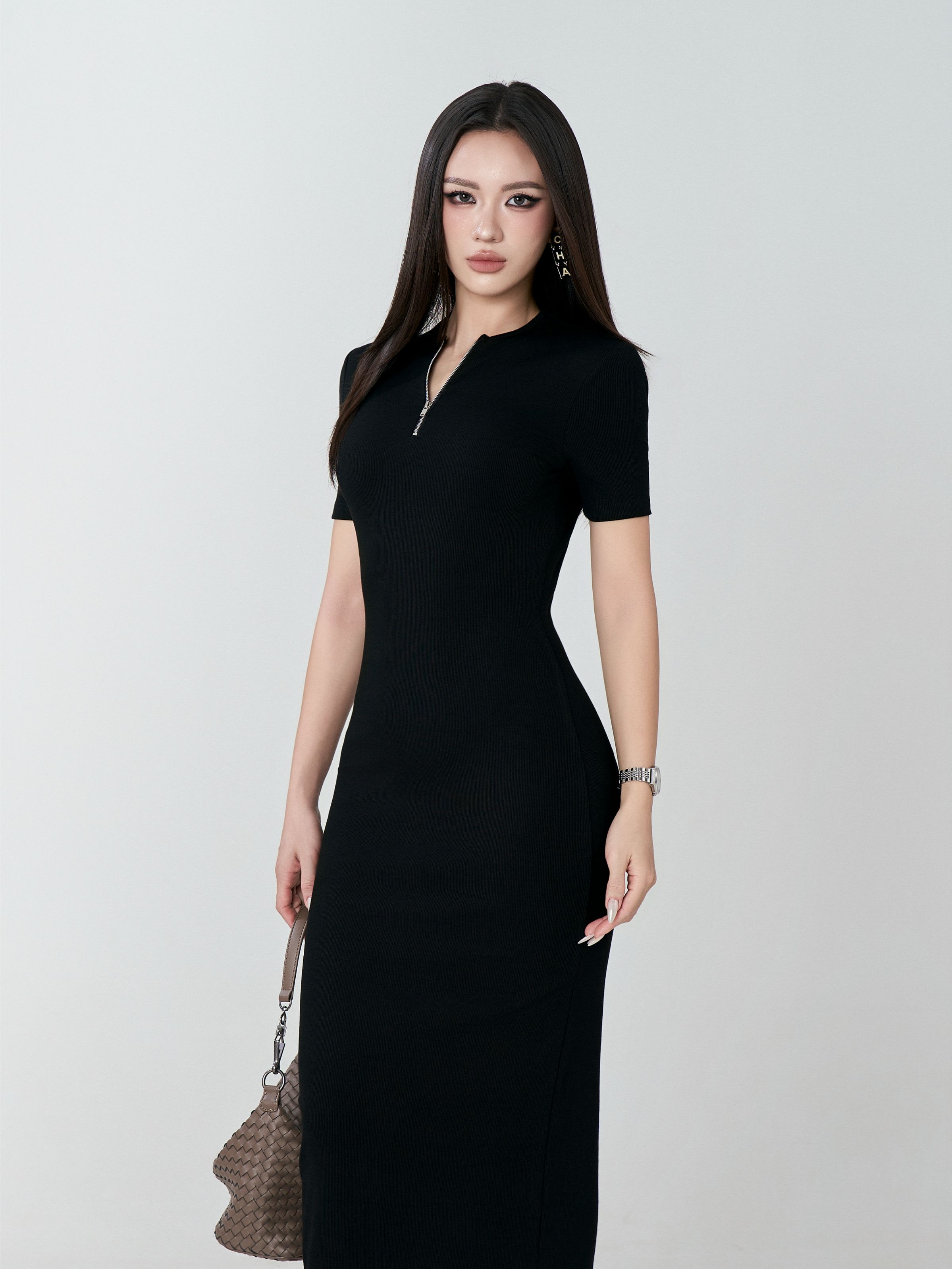 Váy Ngắn Tay Cổ Khoá - VNT31