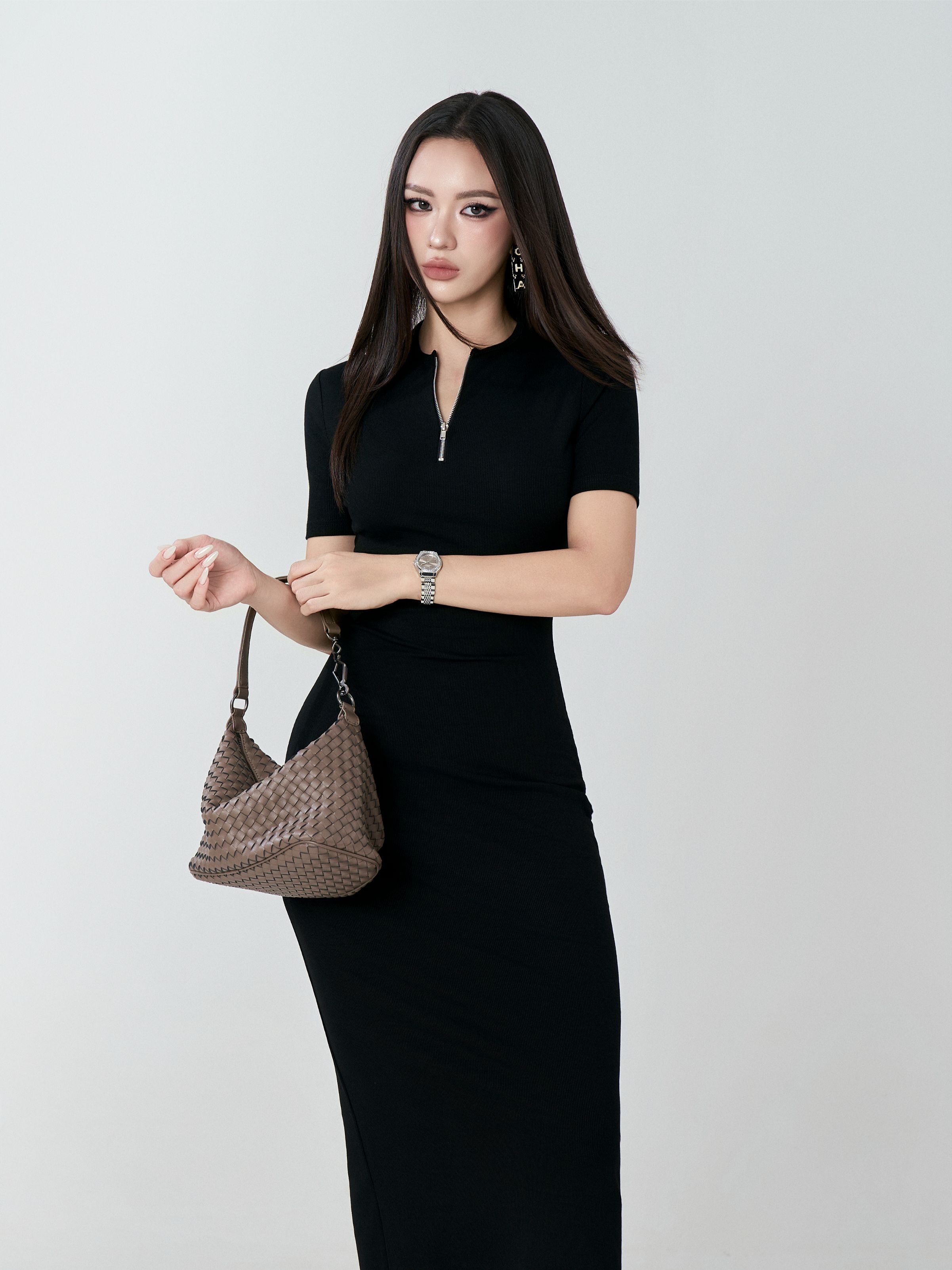 Váy Ngắn Tay Cổ Khoá - VNT31