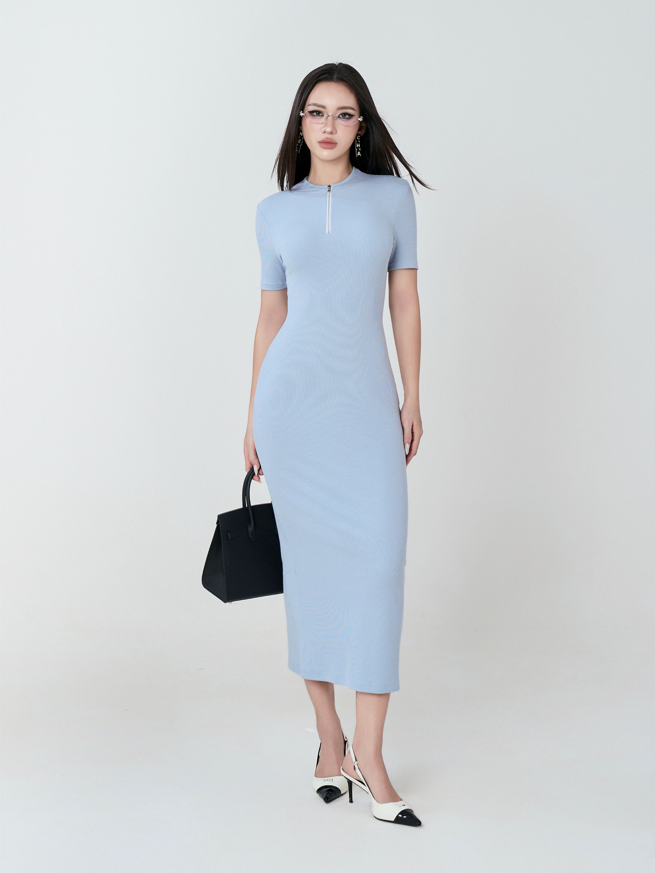 Váy Ngắn Tay Cổ Khoá - VNT31
