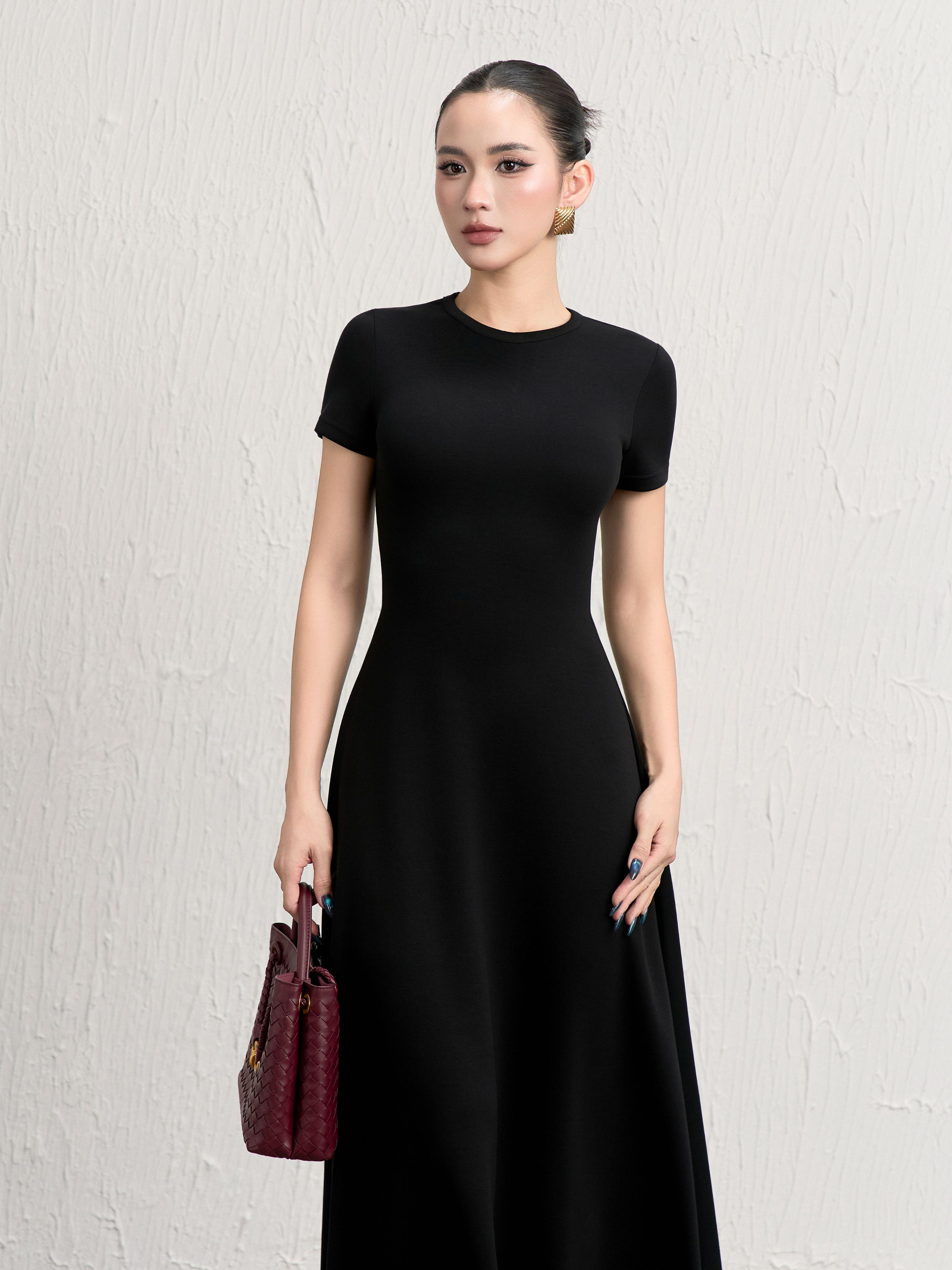 Váy Ngắn Tay Cổ Viền Xoè 2 - VNT24