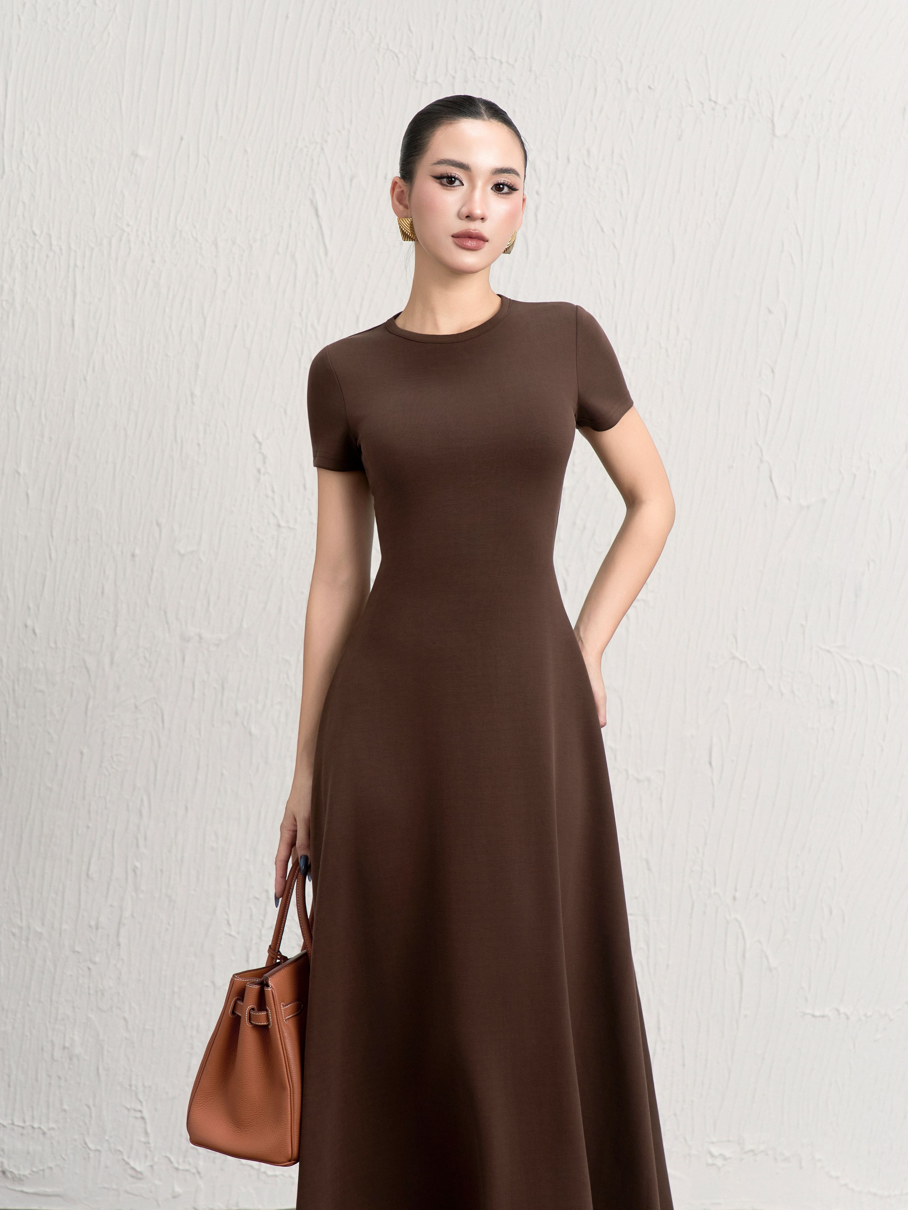 Váy Ngắn Tay Cổ Viền Xoè 2 - VNT24