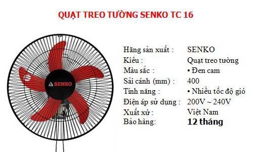 Quạt treo 2 dây Senko TC16