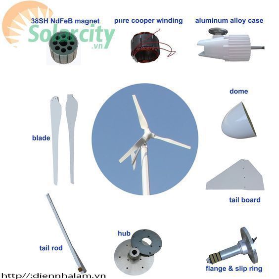 MÁY PHÁT ĐIỆN TUA BIN GIÓ 5000W SOLARCITY WIND POWER TURBINE