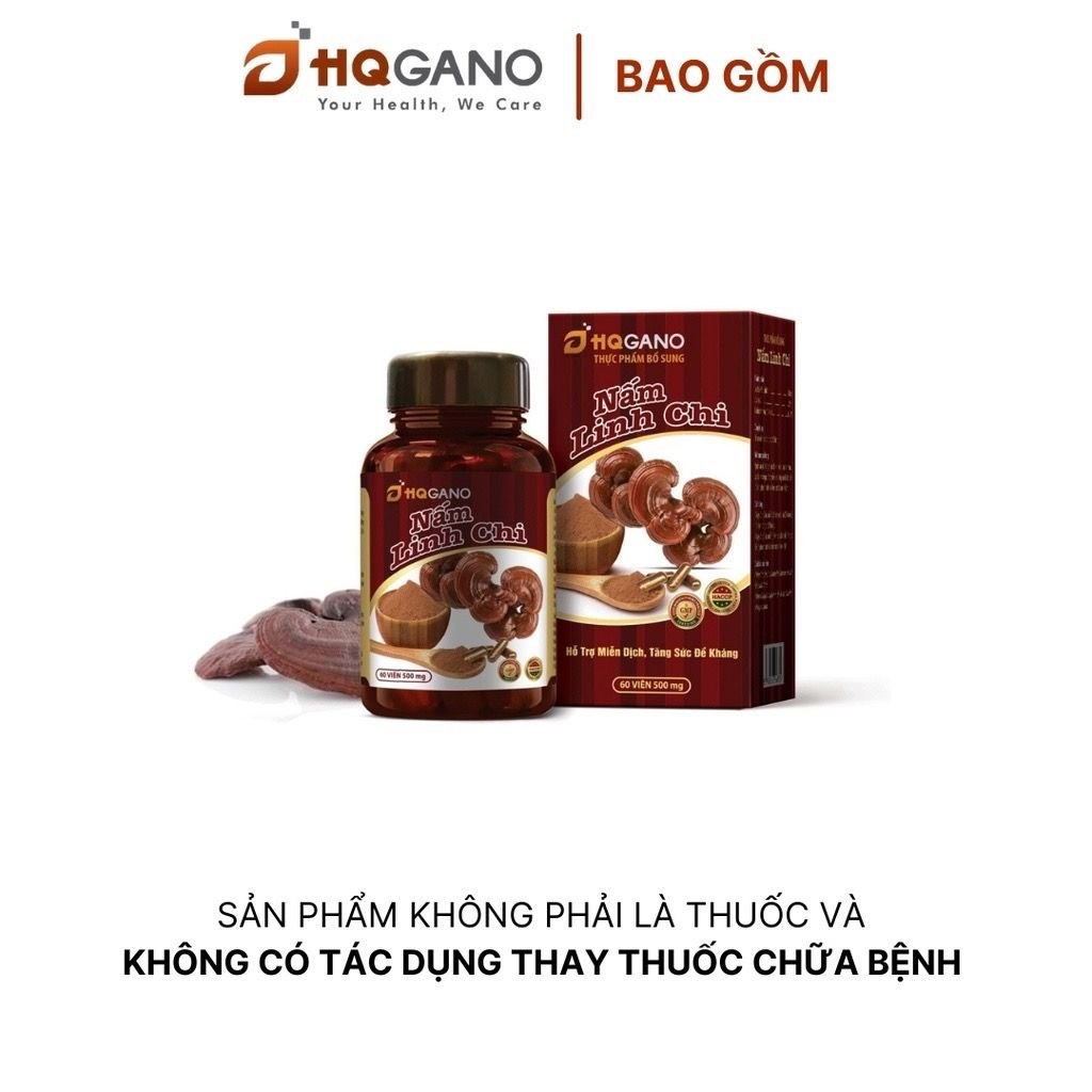 Lọ 60 Viên Nấm Linh Chi HQGANO_ Thảo Độc- Lọc Gan- Tan Mỡ- Ăn Ngon- Ngủ Tốt