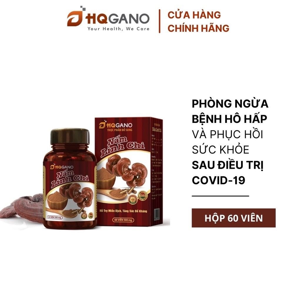 Lọ 60 Viên Nấm Linh Chi HQGANO_ Thảo Độc- Lọc Gan- Tan Mỡ- Ăn Ngon- Ngủ Tốt