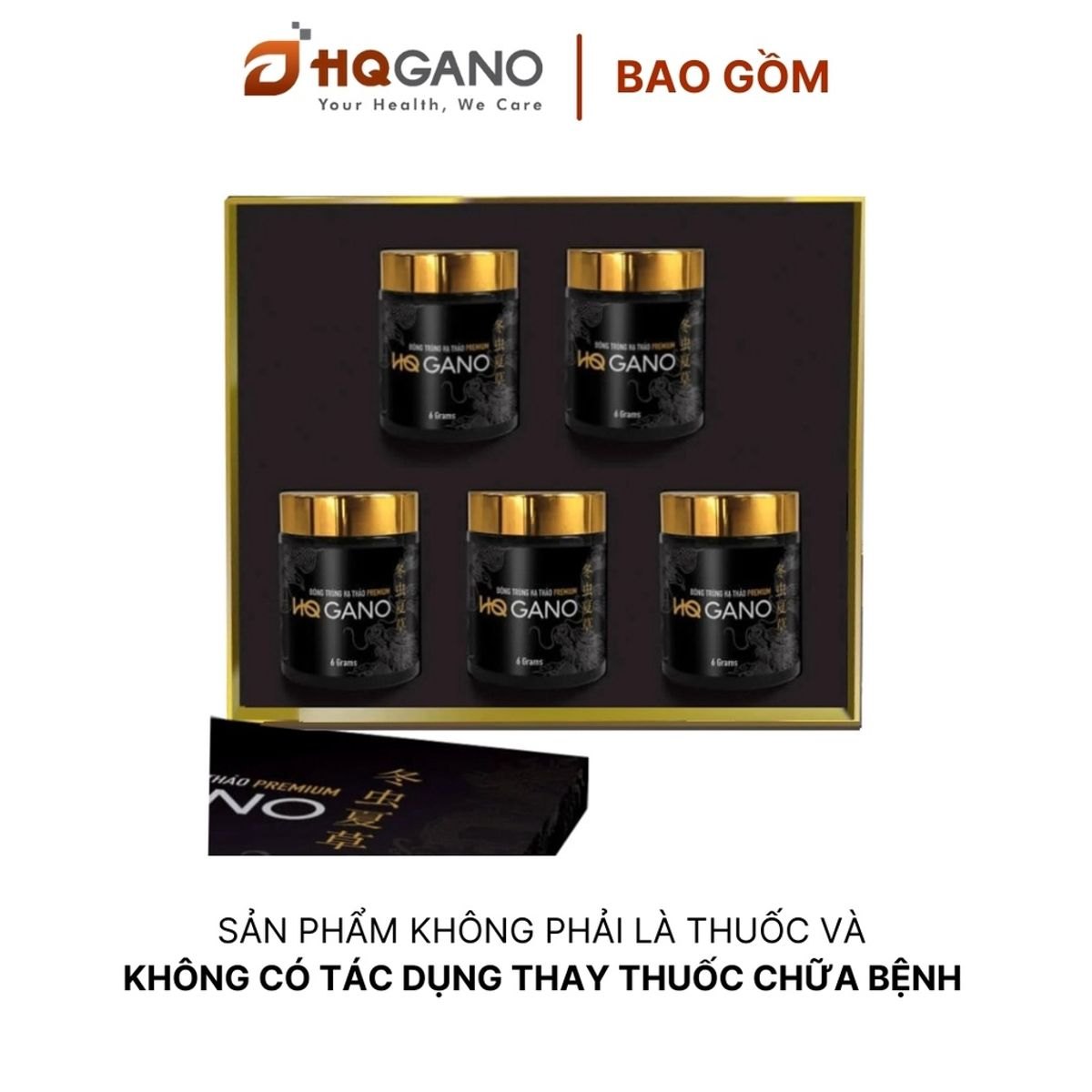 Đông Trùng Hạ Thảo HQGANO - Set 5 chai (6gram/lọ)