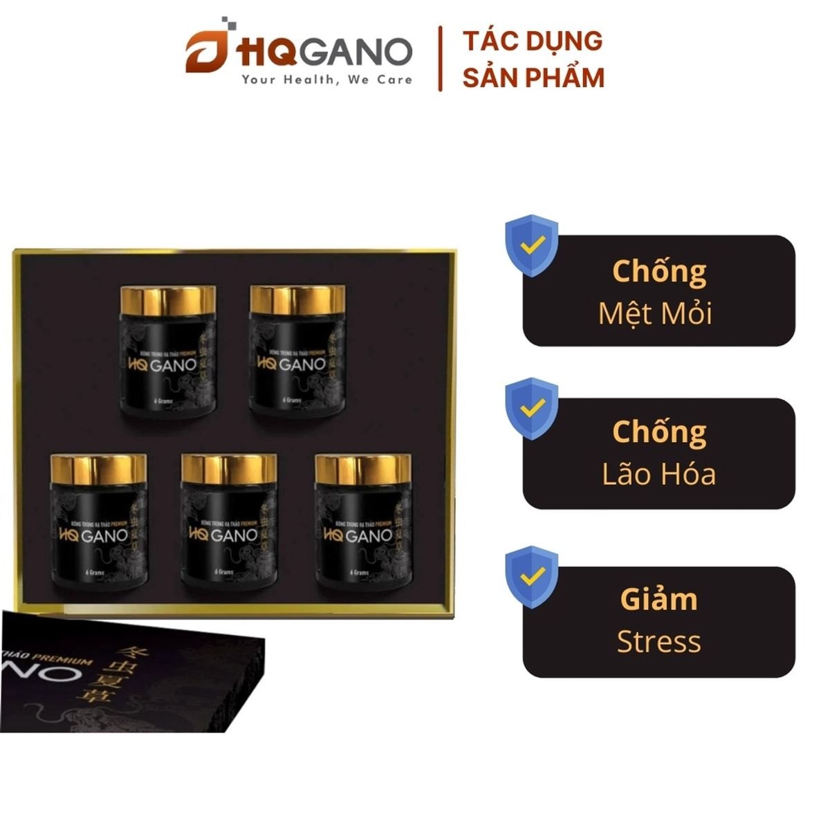 Đông Trùng Hạ Thảo HQGANO - Set 5 chai (6gram/lọ)