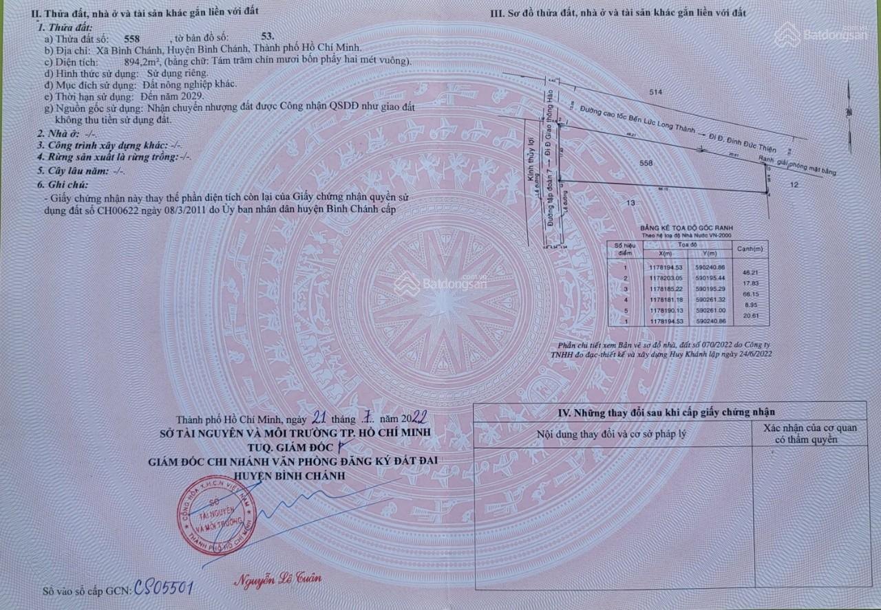 Đất 2 MT đường 10m ngay TT Bình Chánh (phủ hồng 2022)