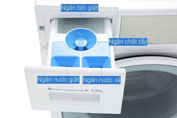 Ngăn nước giặt, nước xả của máy giặt Aqua 8.5kg