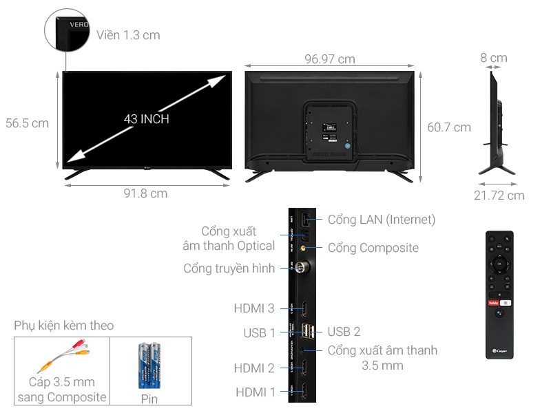 Smart Tivi Casper 43 inch 43FG5000 FHD