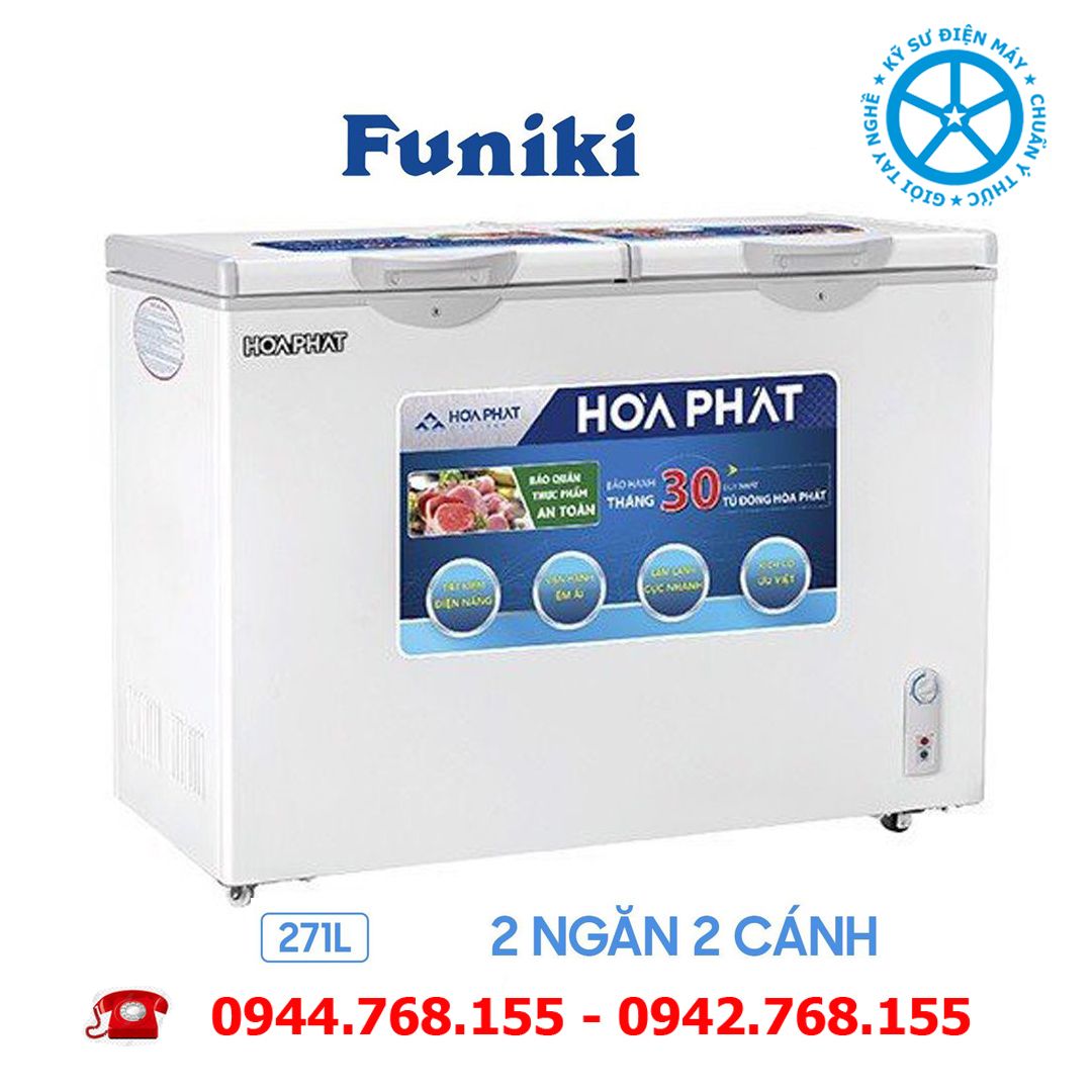 Tủ đông Funiki Hòa Phát 271 lít 2 ngăn dàn đồng HCF 656S2Đ2