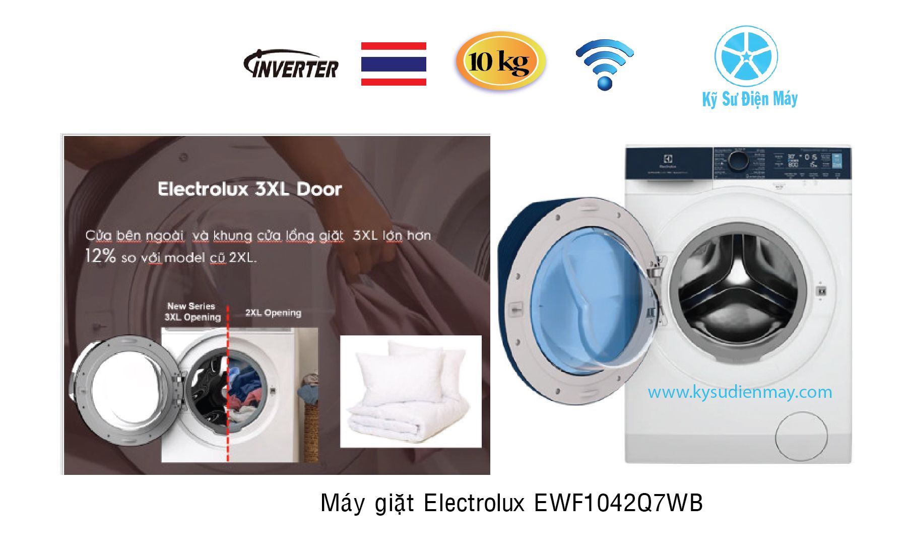 Máy giặt Electrolux EWF1042Q7WB 10kg inverter