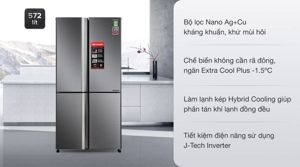 Tủ lạnh Sharp Inverter 572 lít SJ-FX640V-SL