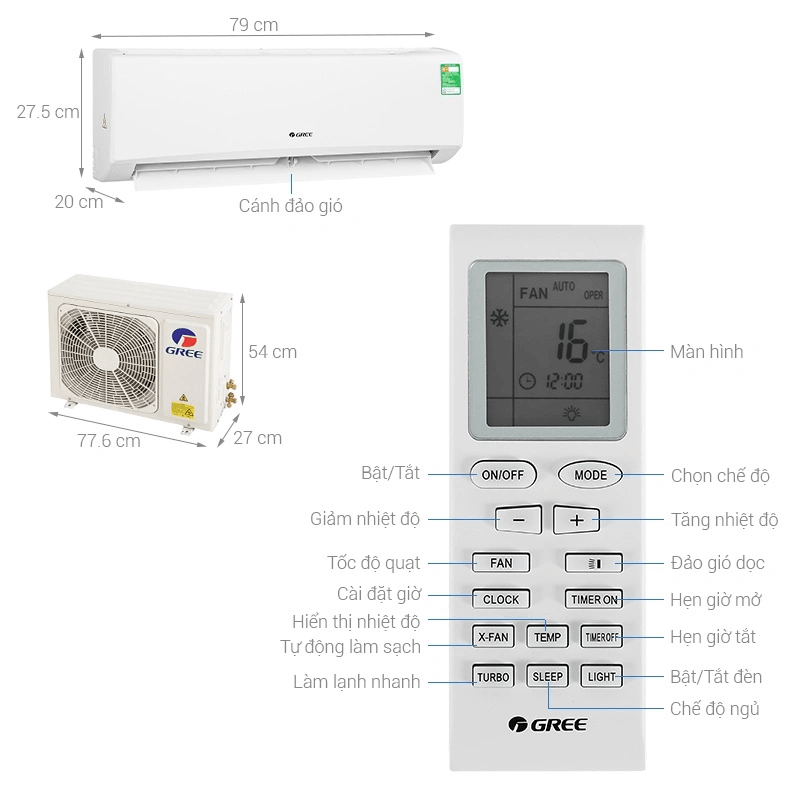 Điều hòa Gree 9000BTU 2 chiều GWH09KB-K6N0C4