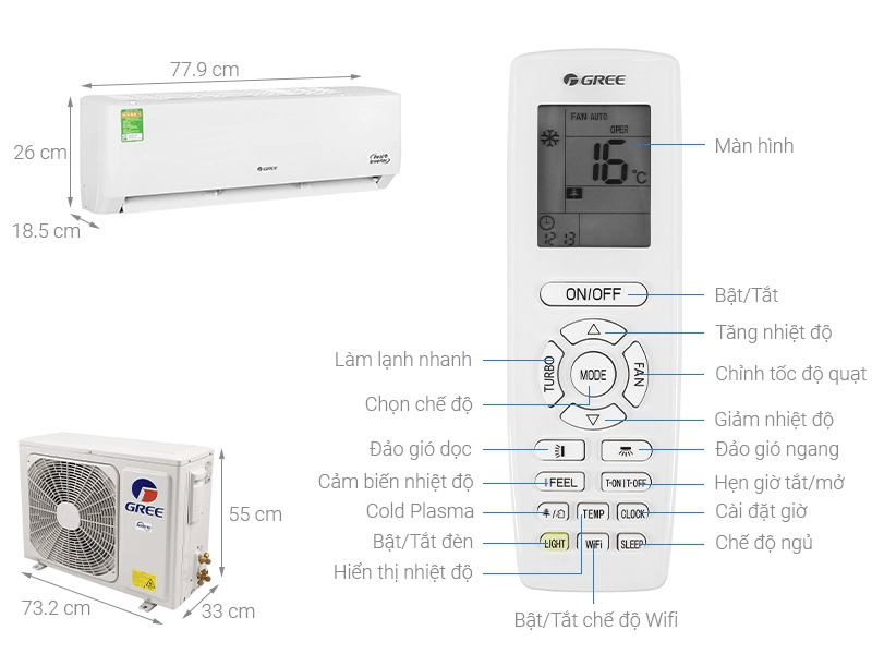 Điều hòa Gree 2 chiều Inverter 12.000BTU GWH12PB-K6D1P4