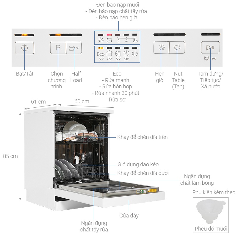 Máy rửa bát Whirlpool 13 bộ WFE2B19